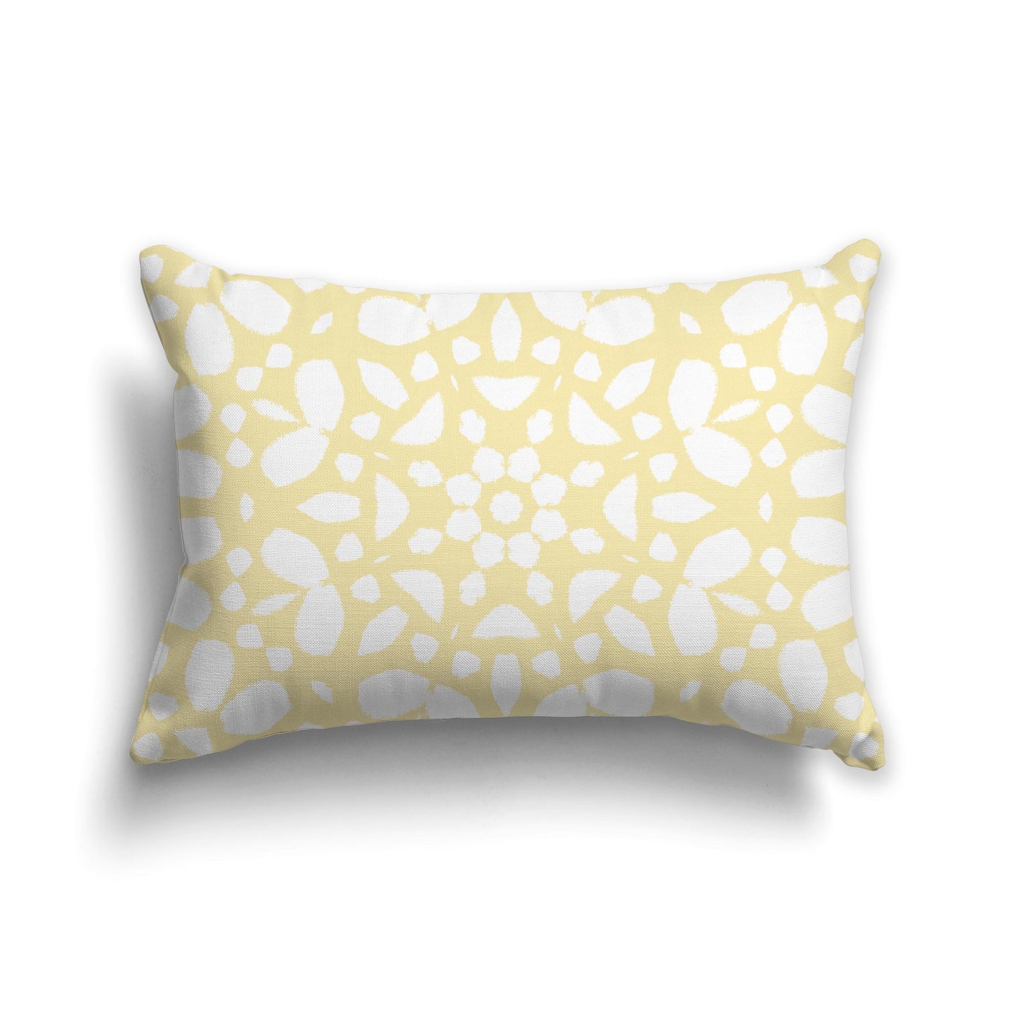 Lumbar Throw Pillow with Large Light Yellow-Gold and White Circular Graphic