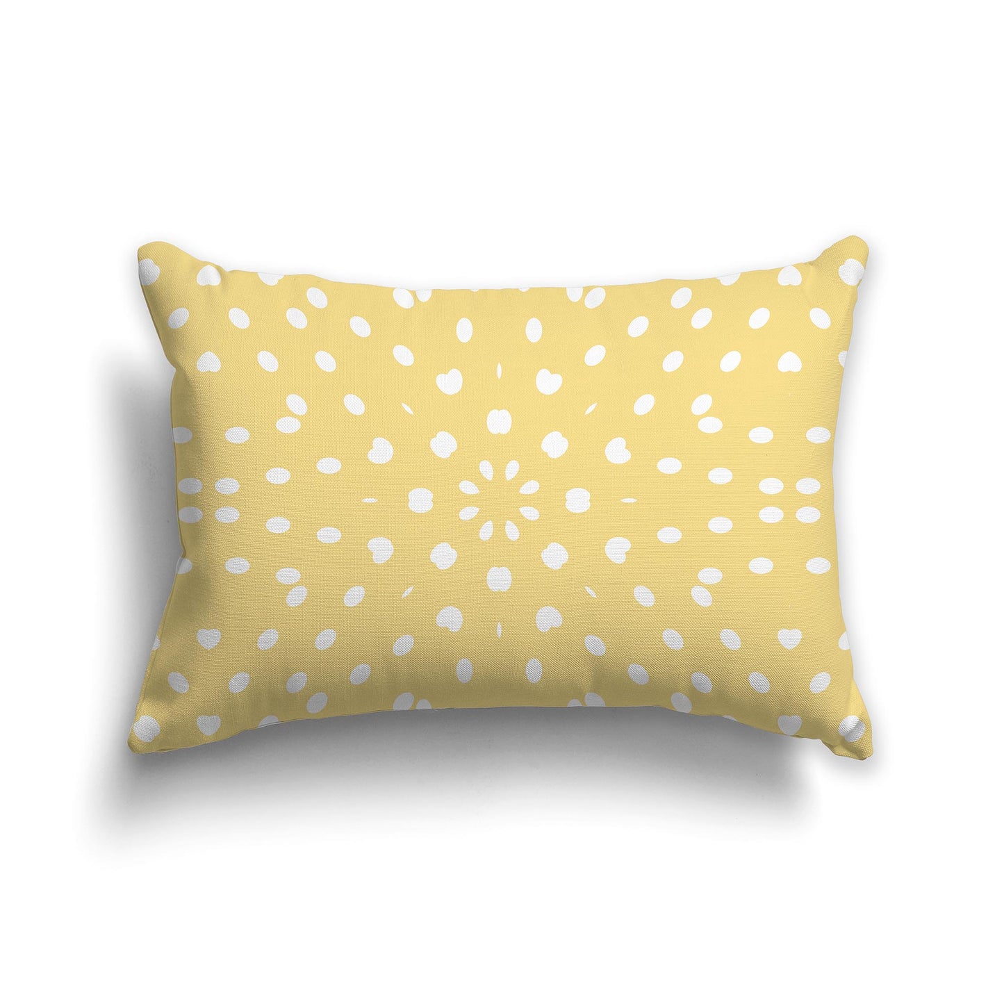 Lumbar Throw Pillow with Medium Yellow-Gold and White Circular Pattern