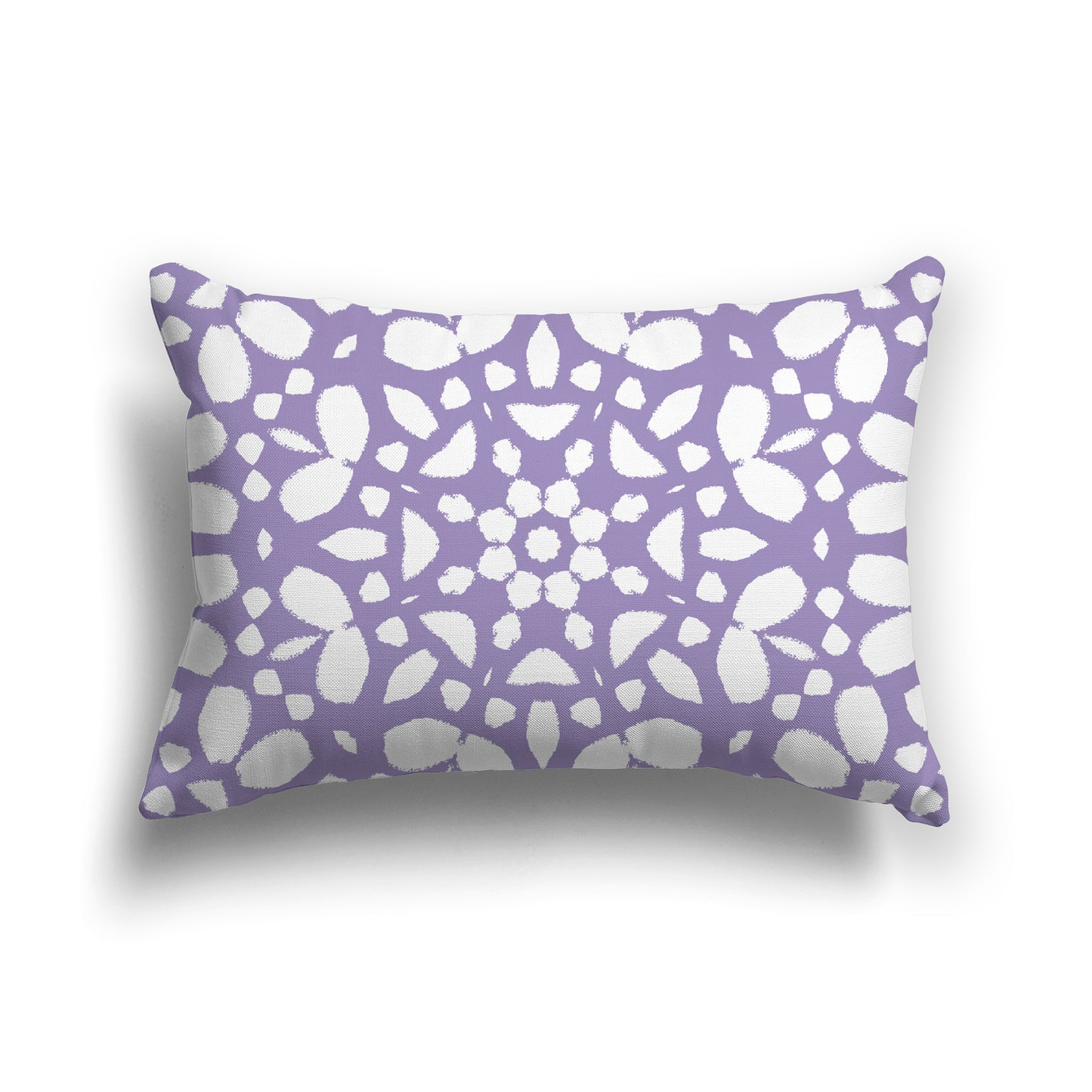 Lumbar Throw Pillow with Large Light Purple and White Circular Graphic