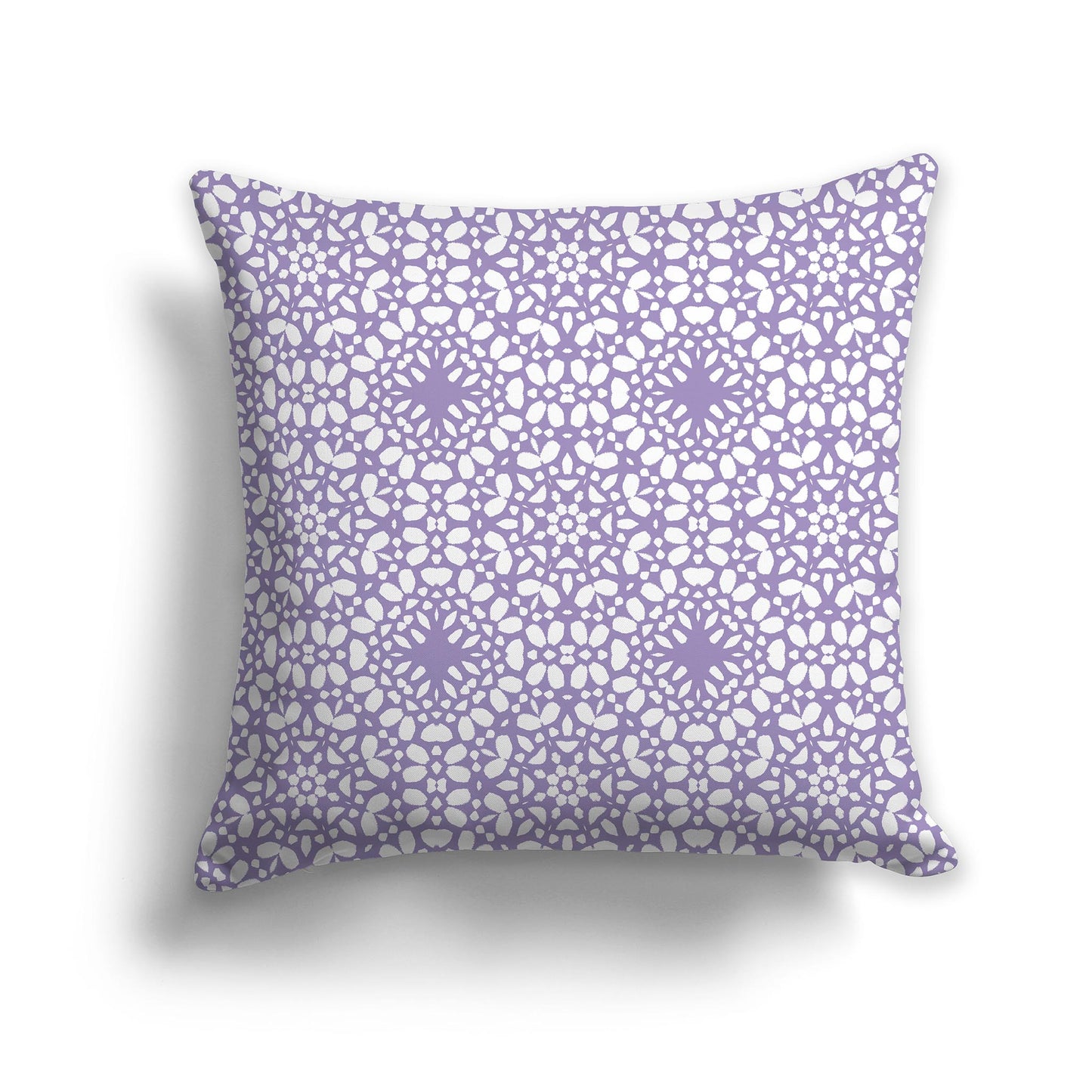 Square Throw Pillow with Fine Light Purple and White Circular Repeat Pattern
