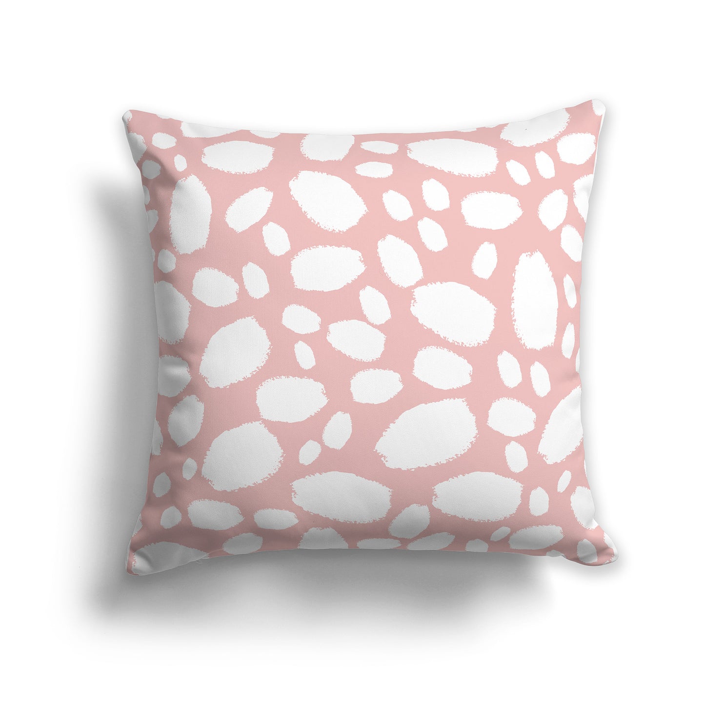 16 inch Throw Pillow with Pink Coral and White Paint Dab Pattern