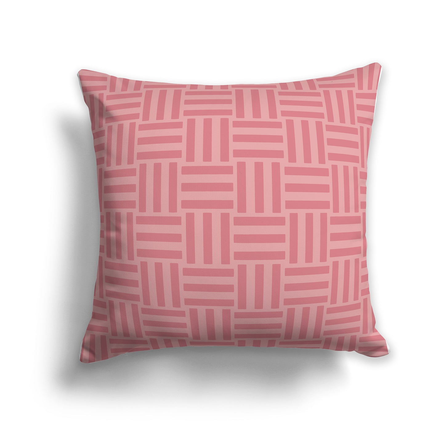 16 inch Throw Pillow with Two-tone Pink Coral Basket Weave Pattern