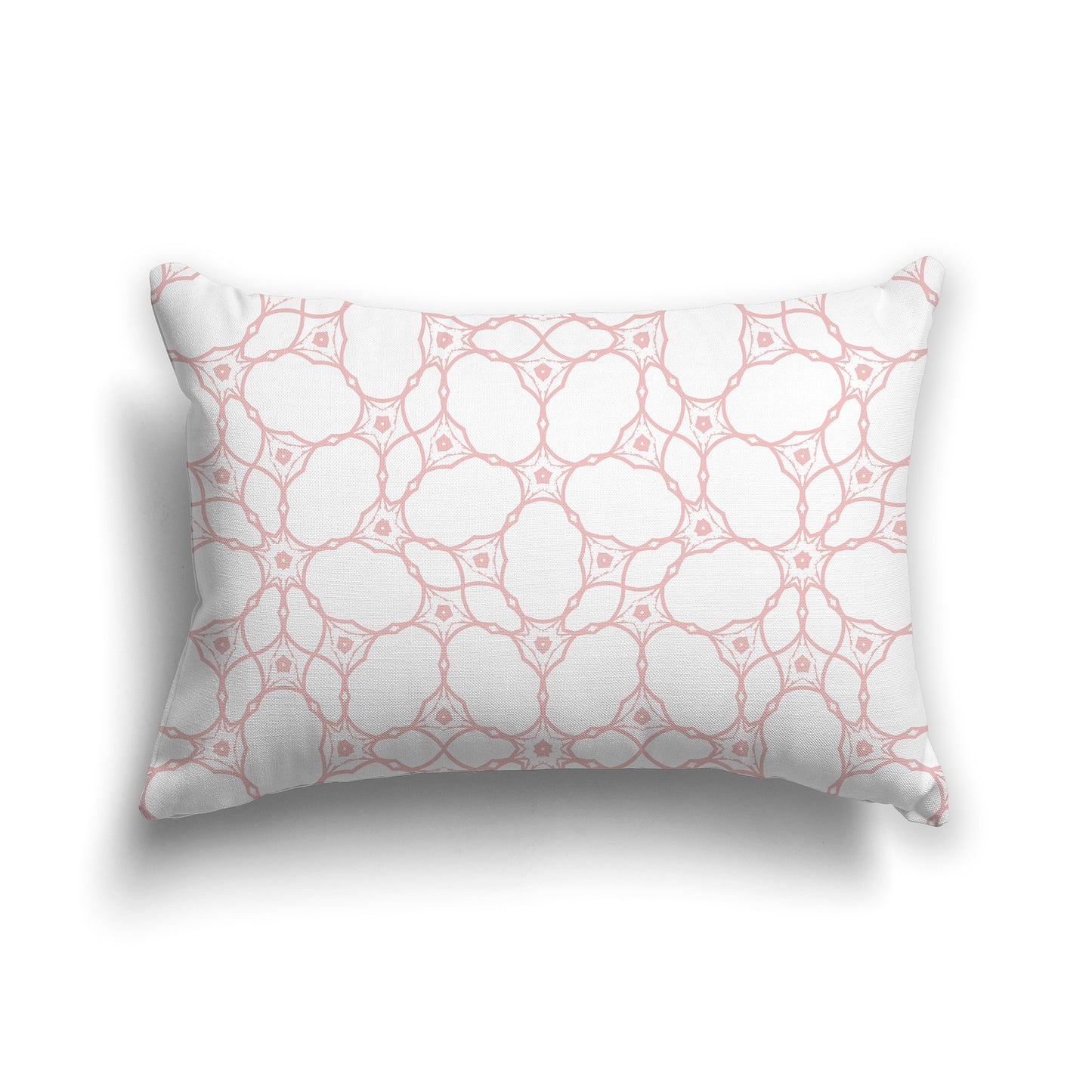 20x14 inch Lumbar Throw Pillow with Pink Coral and White Web Lace Pattern