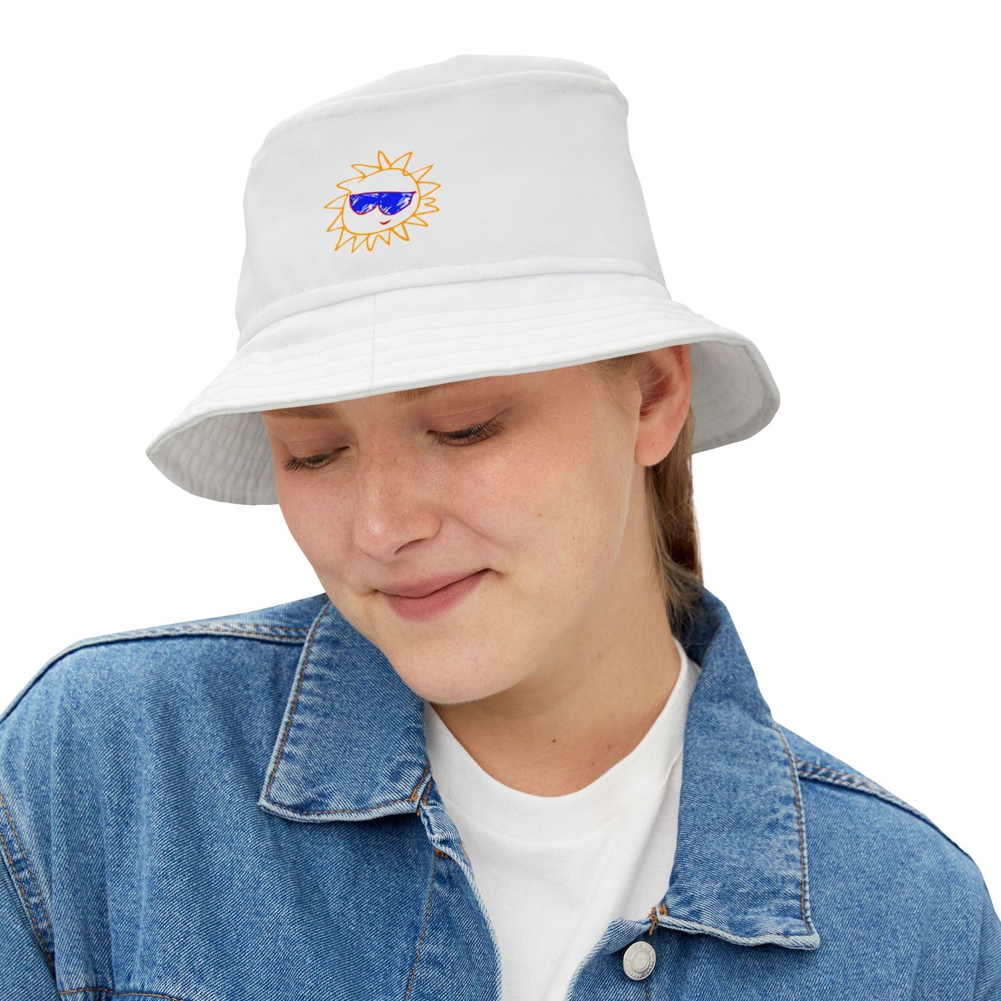 White Bucket Hat with Cheerful Vibes | BHST