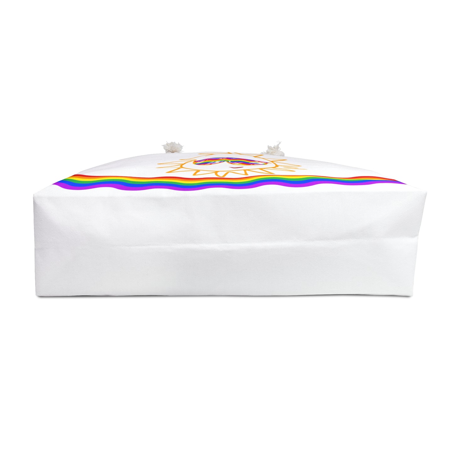 White Beach Tote / Weekender Bag with Sunfilled Rainbow Vibes | WBPT