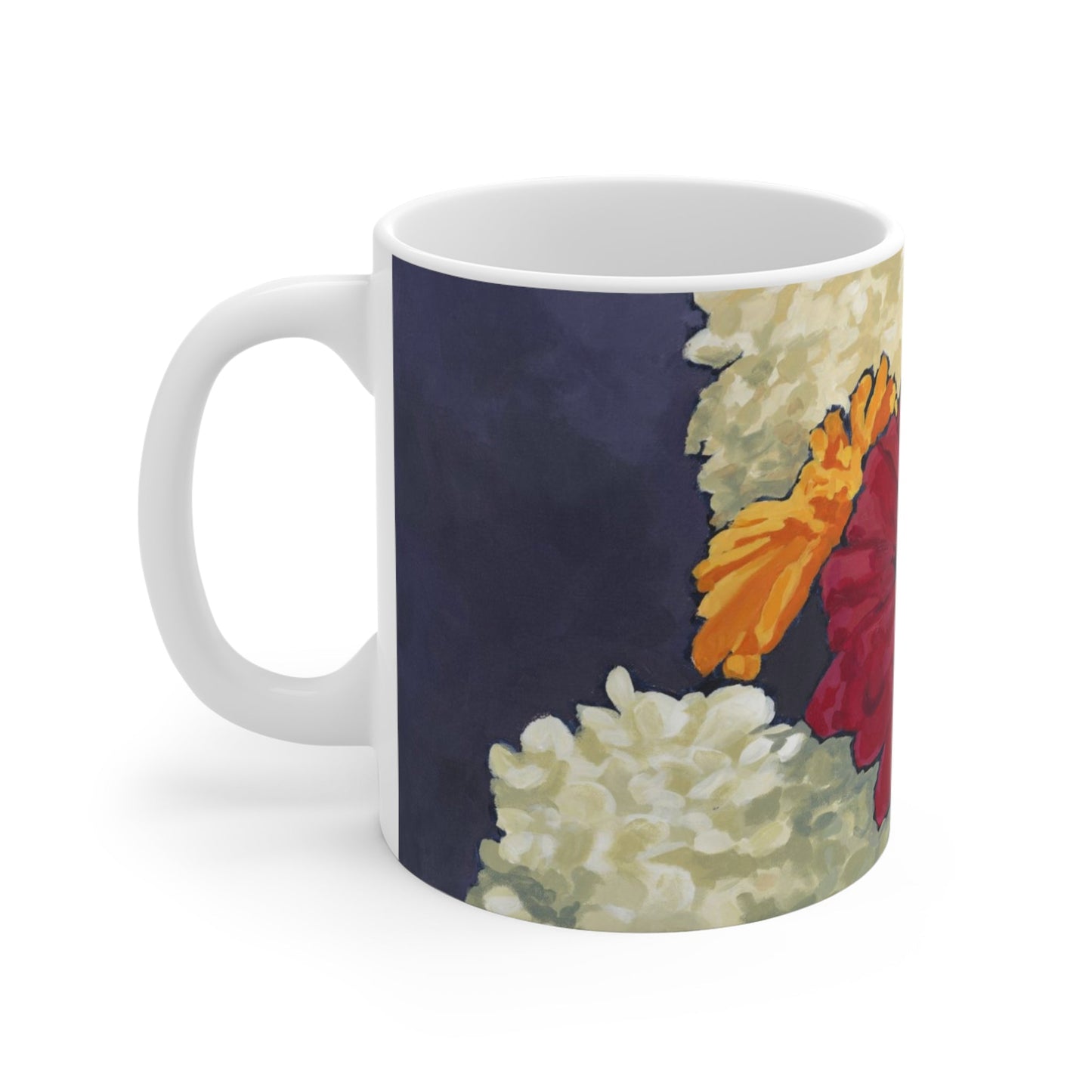 11oz Fine Art Ceramic Mug | Hydrangeas & Zinnias, CM-1030