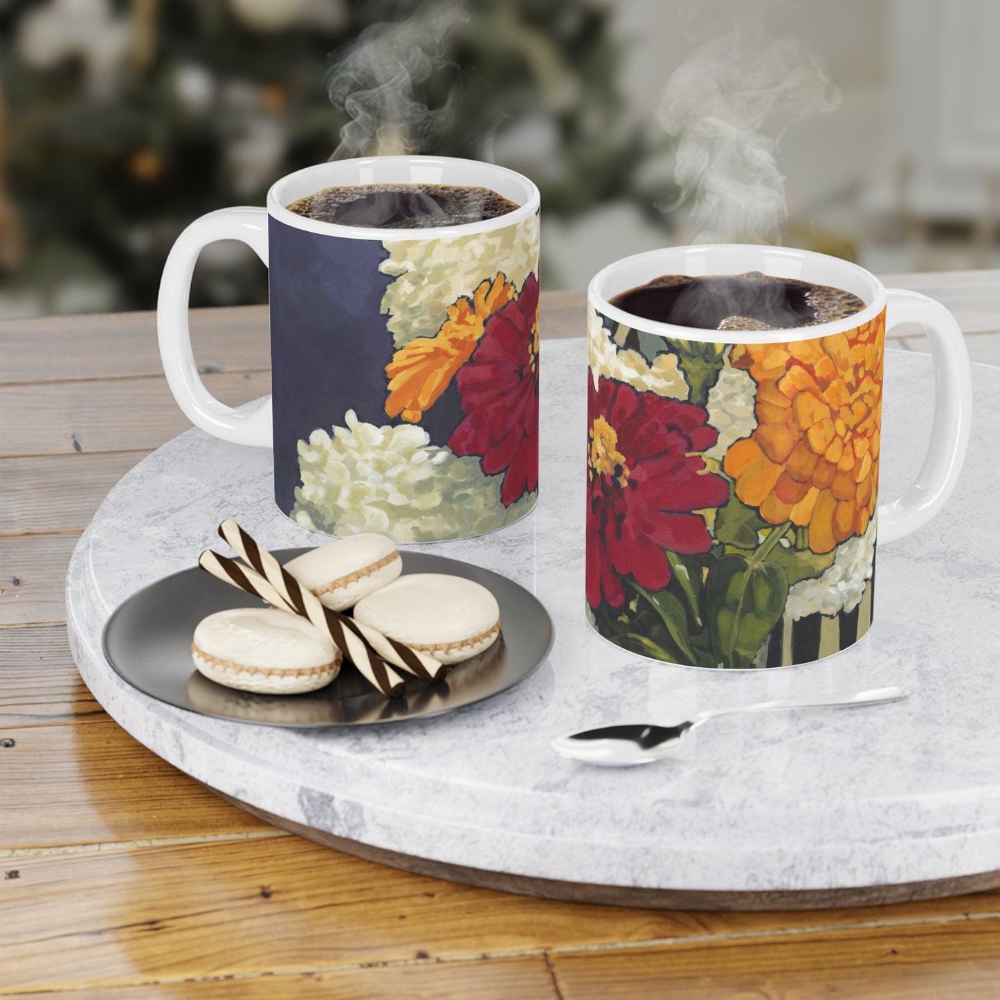 11oz Fine Art Ceramic Mug | Hydrangeas & Zinnias, CM-1030