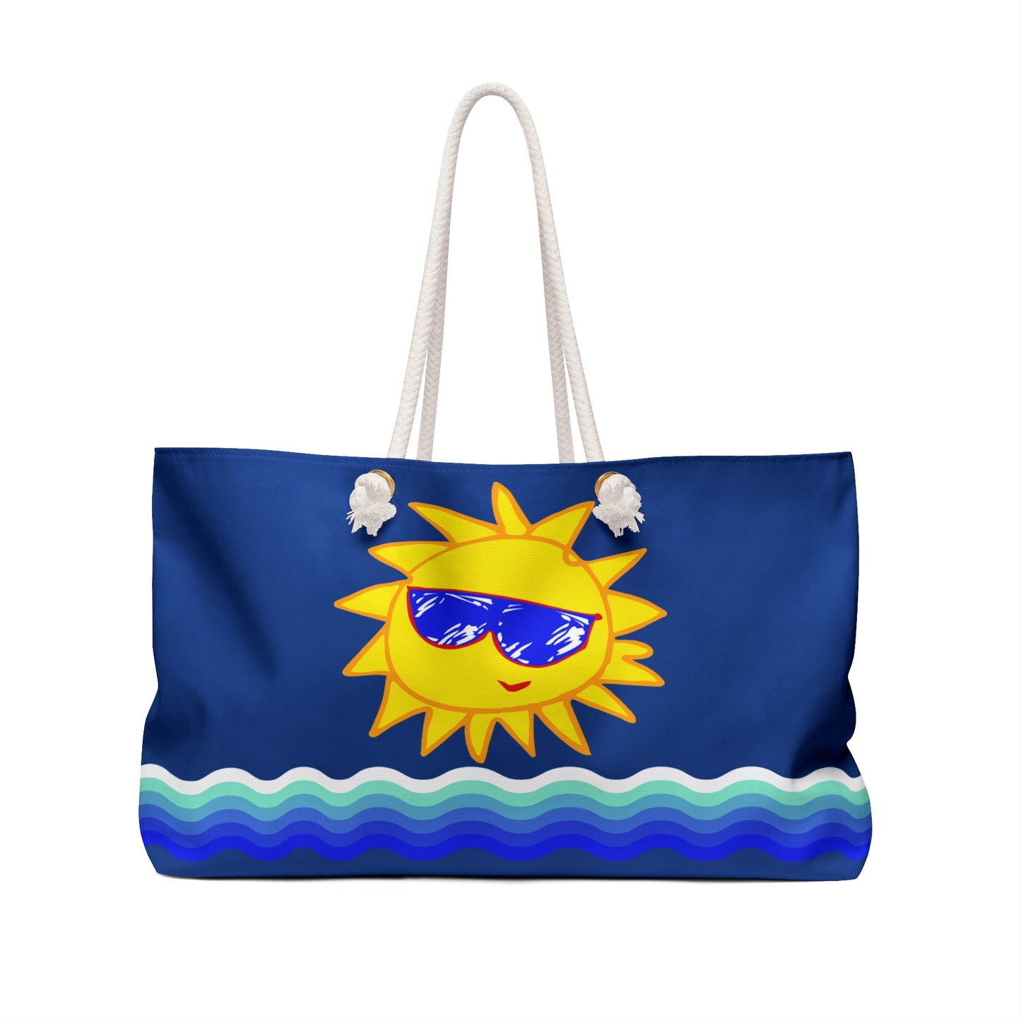 Blue Beach Tote / Weekender Bag with Sunfilled Cheerful Vibes | WBPF-B