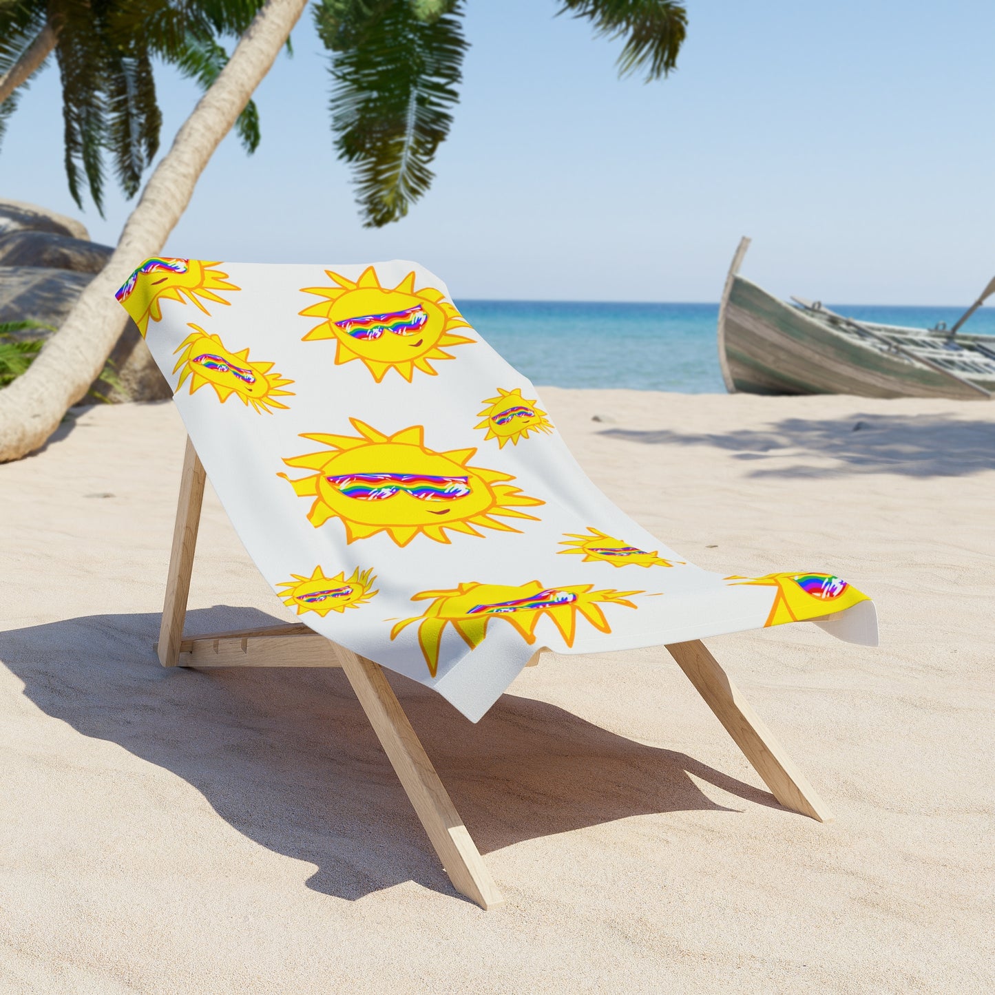 Beach Towel with Sunfilled Rainbow Vibes | BTPF