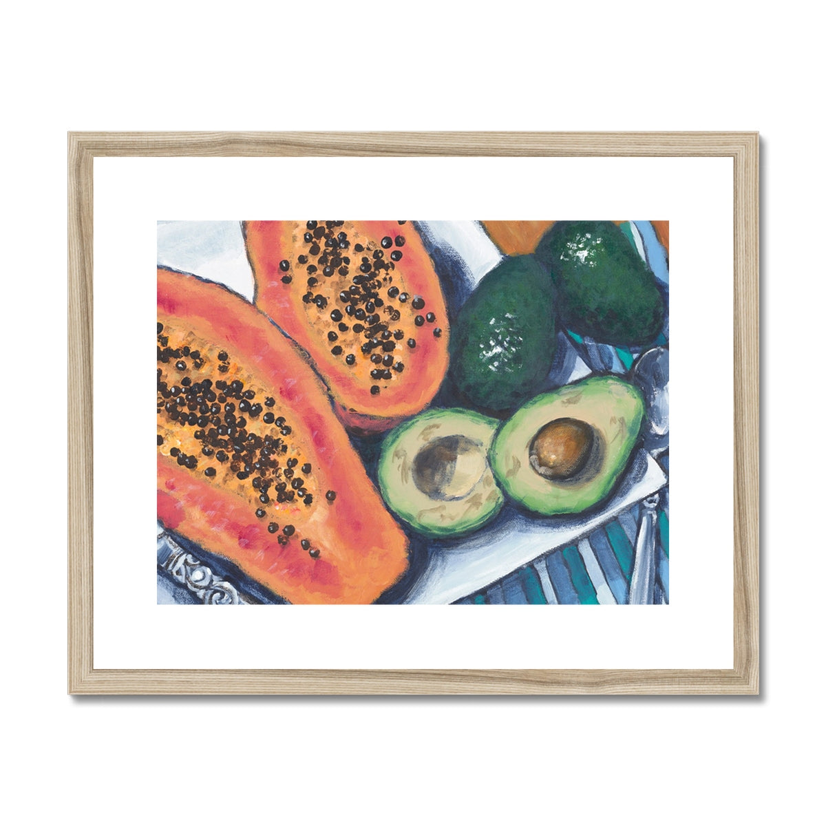 Framed Fine Art Print, White Mat - 10x8 14x11 20x16 28x20 40x28 inches | Papaya & Avocados, FPH-1000-1105