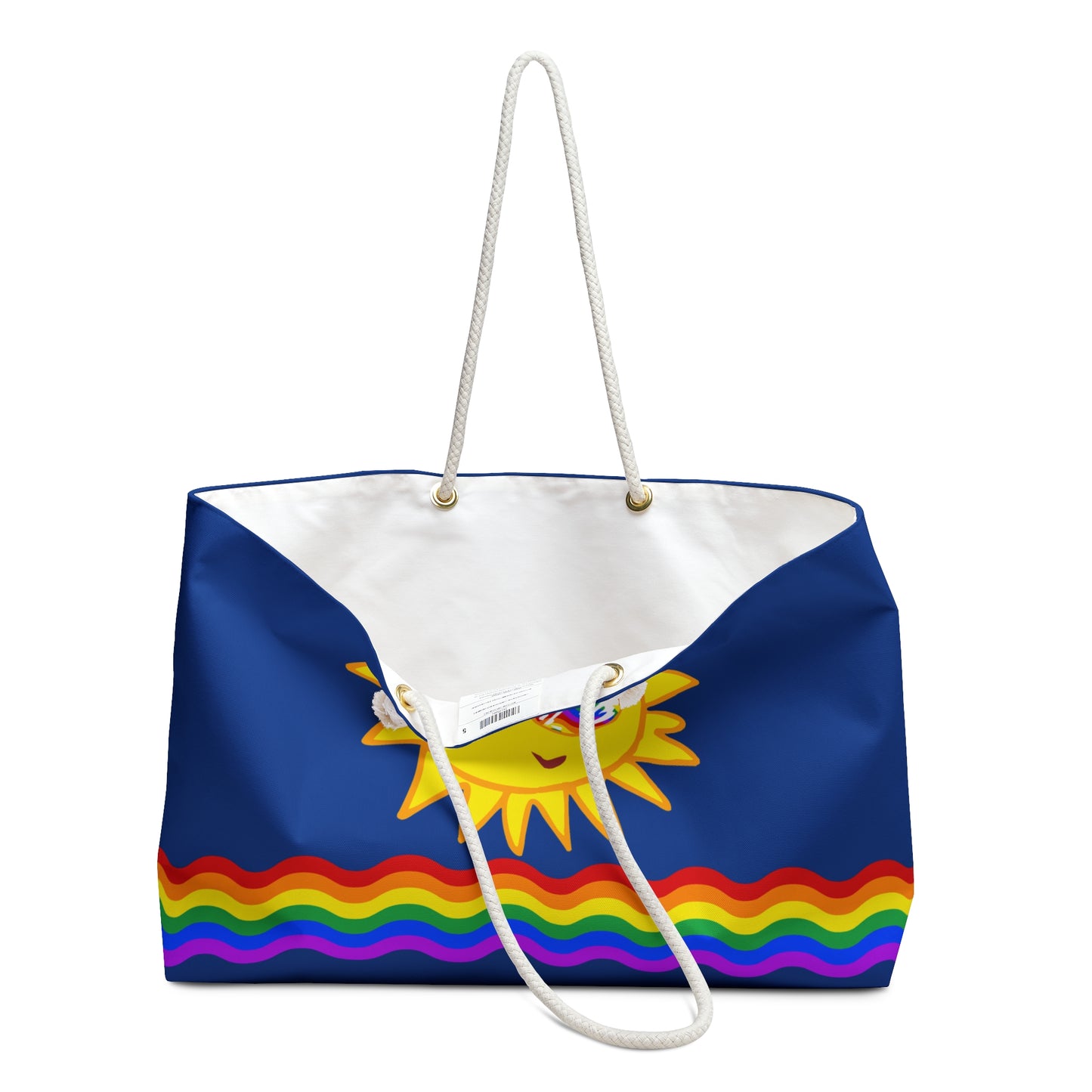 Blue Beach Tote / Weekender Bag with Sunfilled Rainbow Vibes | WBSF-B