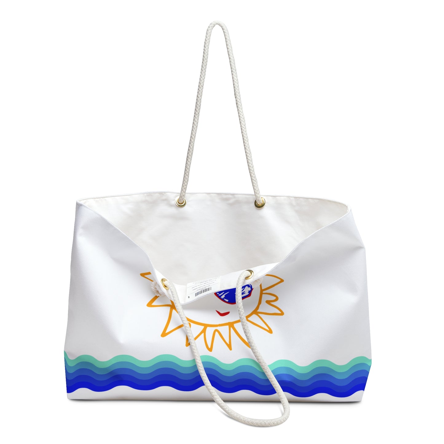 White Beach Tote / Weekender Bag with Sunfilled Cheerful Vibes | WBST
