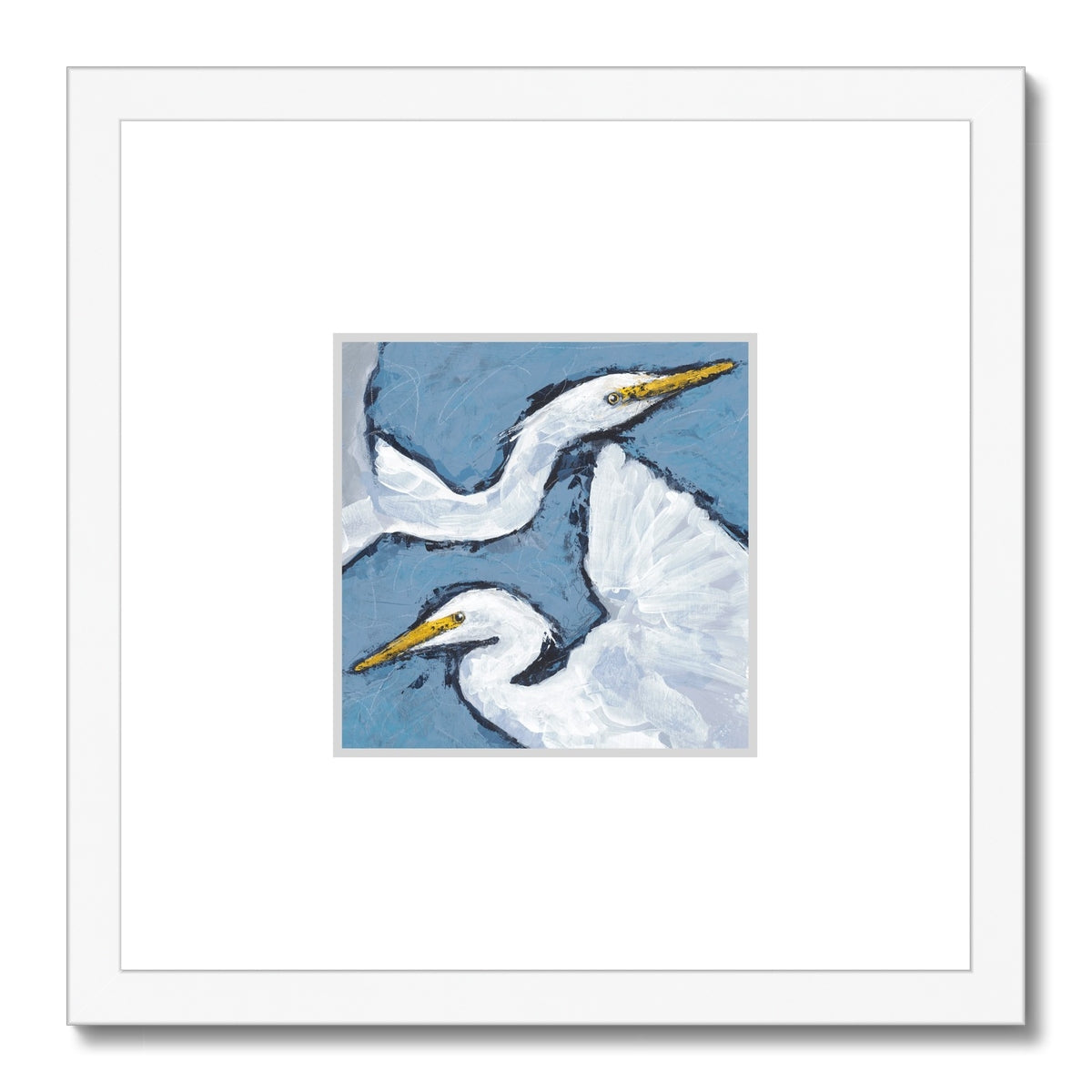 Framed Fine Art Print, Faux Mat - 12x12 inches | Heron Pair in Acrylic, FMS-1020-002