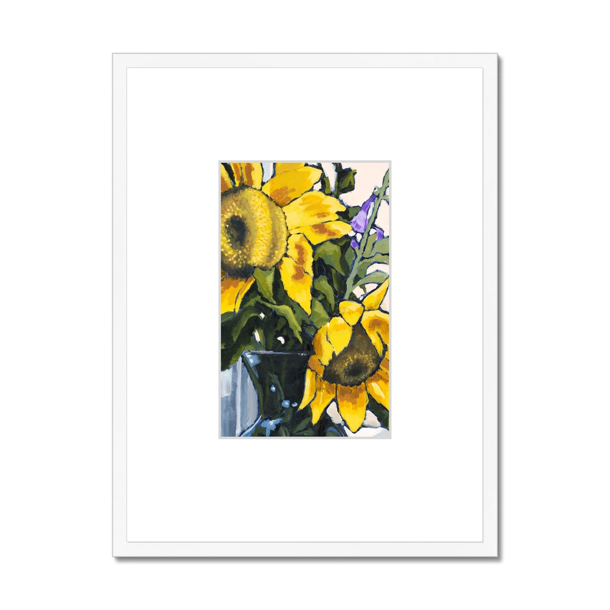 Framed Fine Art Print, Faux Mat - 18x24 inches | Sunflowers in Acrylic, FMV-1040-002