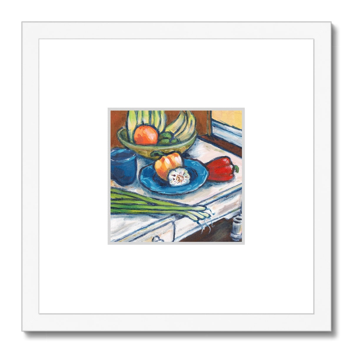Framed Fine Art Print, Faux Mat - 12x12 inches | Still Life in Acrylic, FMS-1000-1101