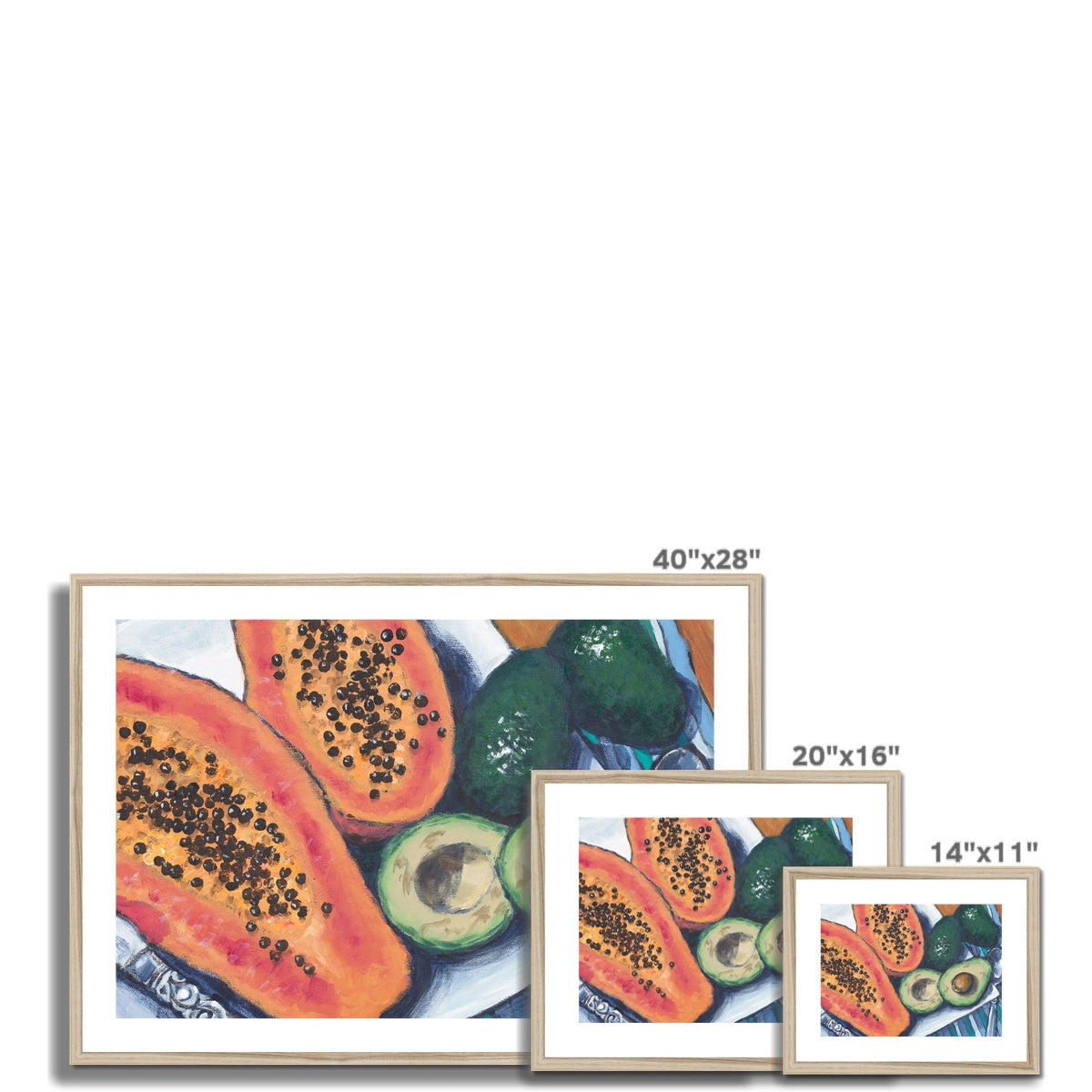 Framed Fine Art Print, White Mat - 10x8 14x11 20x16 28x20 40x28 inches | Papaya & Avocados, FPH-1000-1105