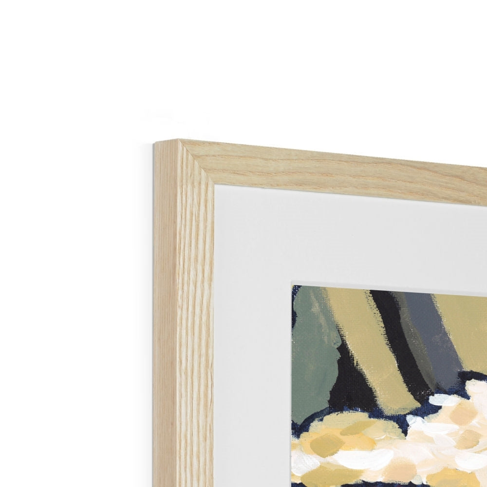 Framed Fine Art Print, White Mat - 6x8 8x12 12x16 12x18 inches | Hydrangeas & Zinnias in Acrylic, FPV-1030-002