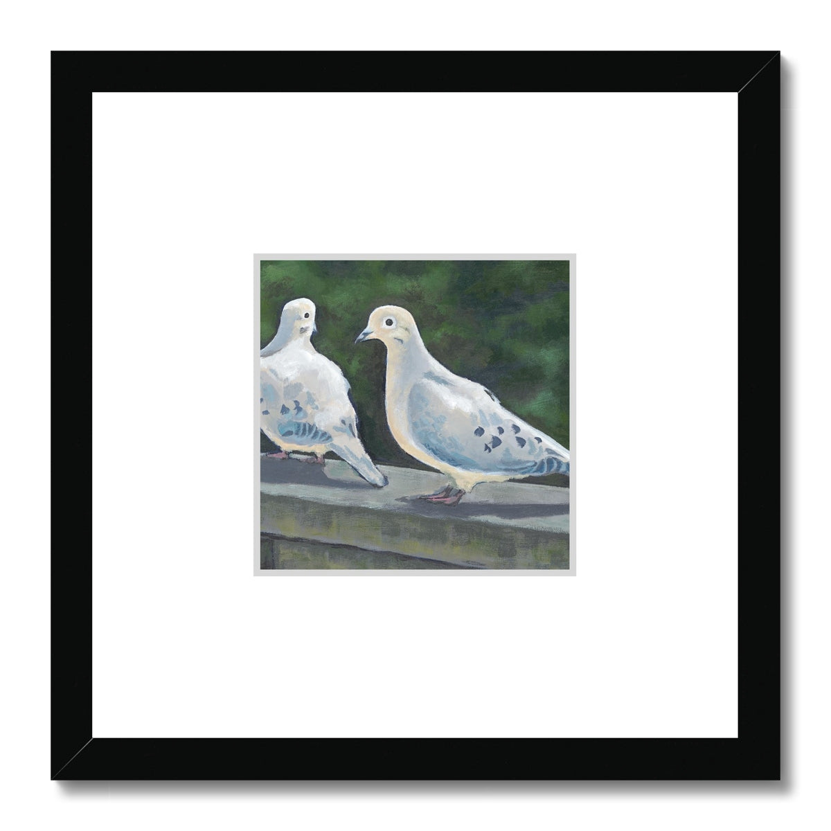 Framed Fine Art Print, Faux Mat - 12x12 inches | Mourning Doves in Acylic, FMS-1000-1125
