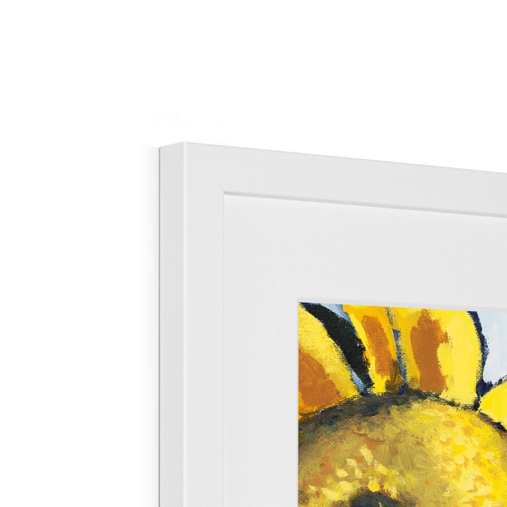 Framed Fine Art Print, White Mat - 6x8 8x12 12x16 12x18 inches | Sunflowers in Acrylic, FPV-1040-002