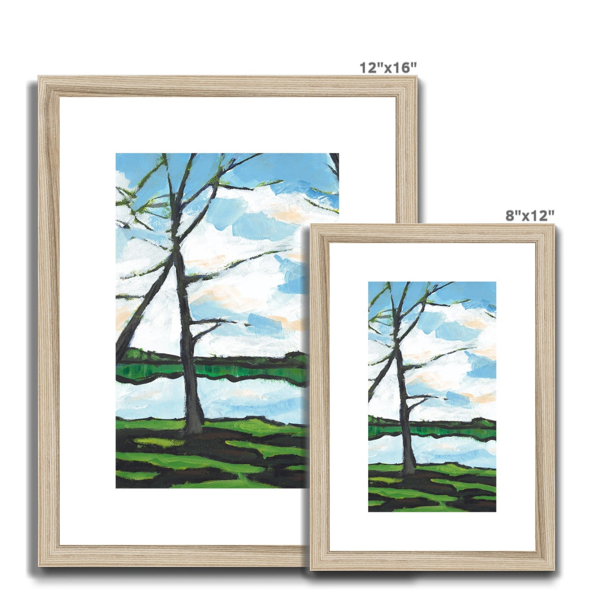 Framed Fine Art Print, White Mat - 6x8 8x12 12x16 18x24 inches | Lakeshore in Acrylic, FPV-1101-002
