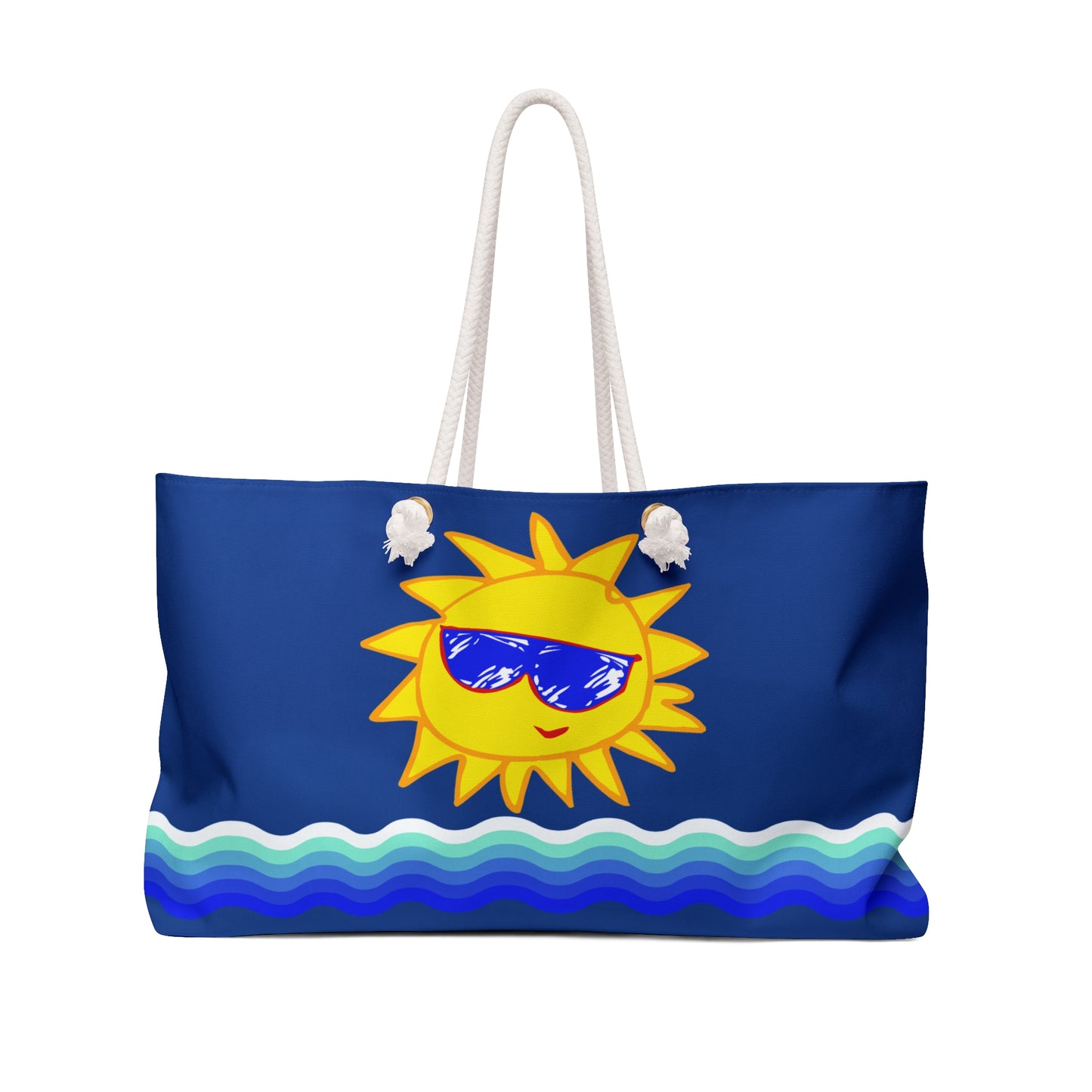 Blue Beach Tote / Weekender Bag with Sunfilled Cheerful Vibes | WBPF-B