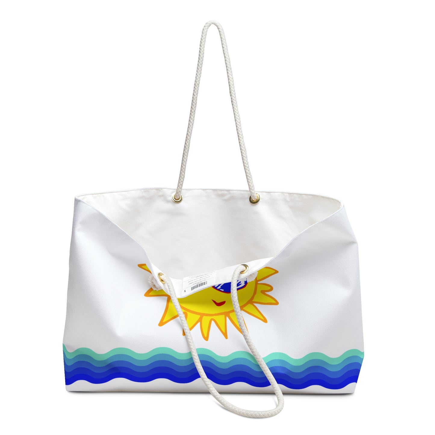 White Beach Tote / Weekender Bag with Sunfilled Cheerful Vibes | WBSF-W