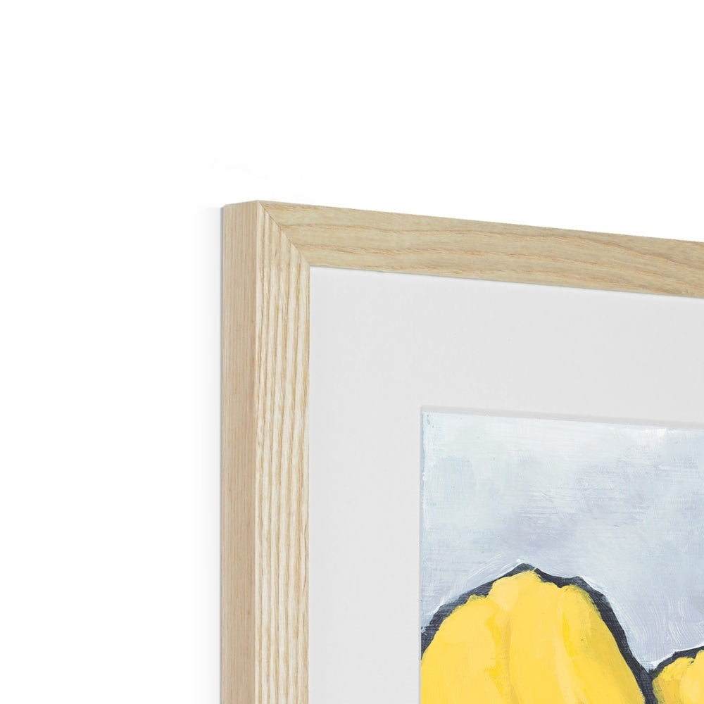 Framed Fine Art Print, White Mat - 8x12 12x16 12x18 inches | Yellow Tulips in Acrylic, FPV-1120-003