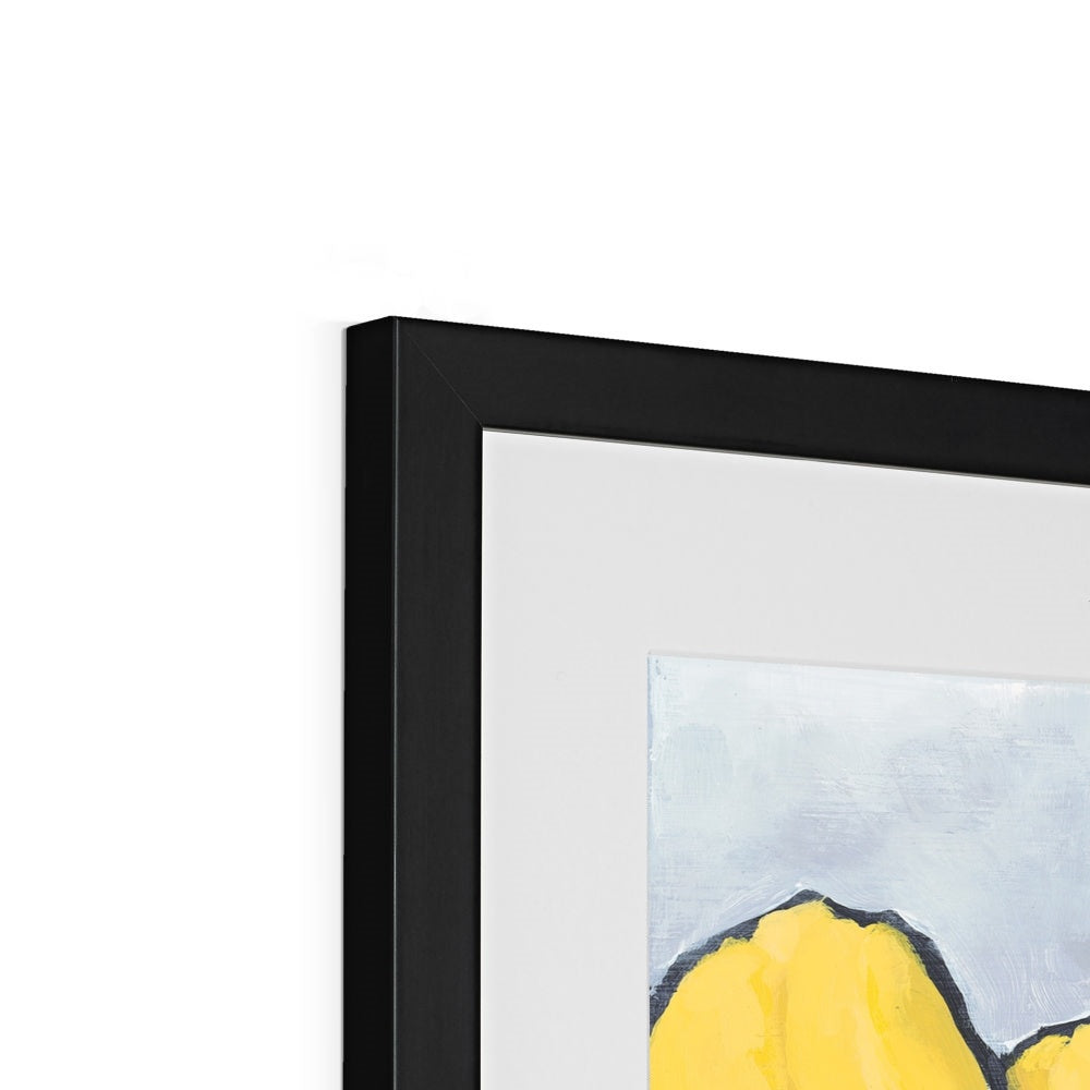 Framed Fine Art Print, White Mat - 8x12 12x16 12x18 inches | Yellow Tulips in Acrylic, FPV-1120-003