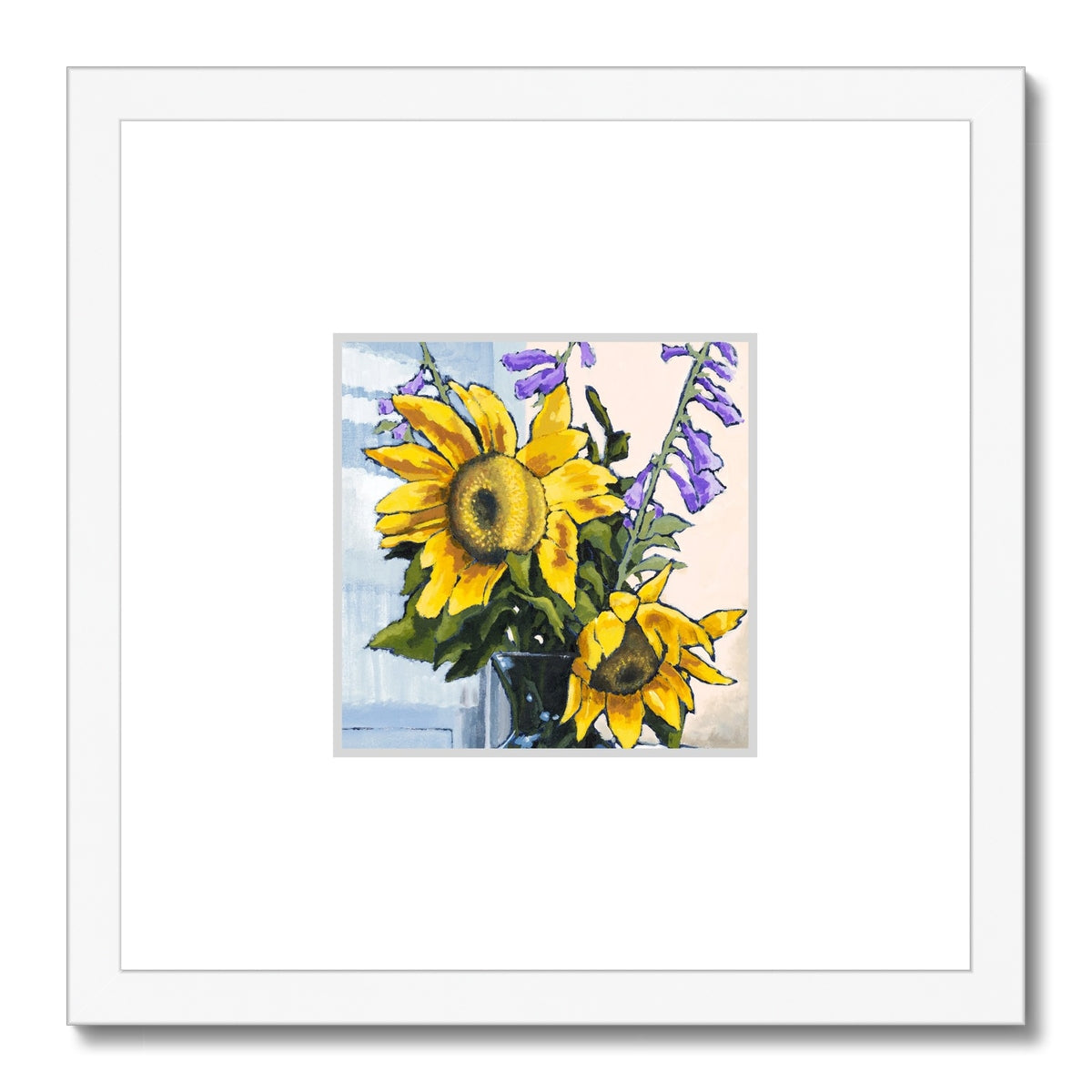Framed Fine Art Print, Faux Mat - 12x12 inches | Sunflowers in Acrylic, FMS-1040-002