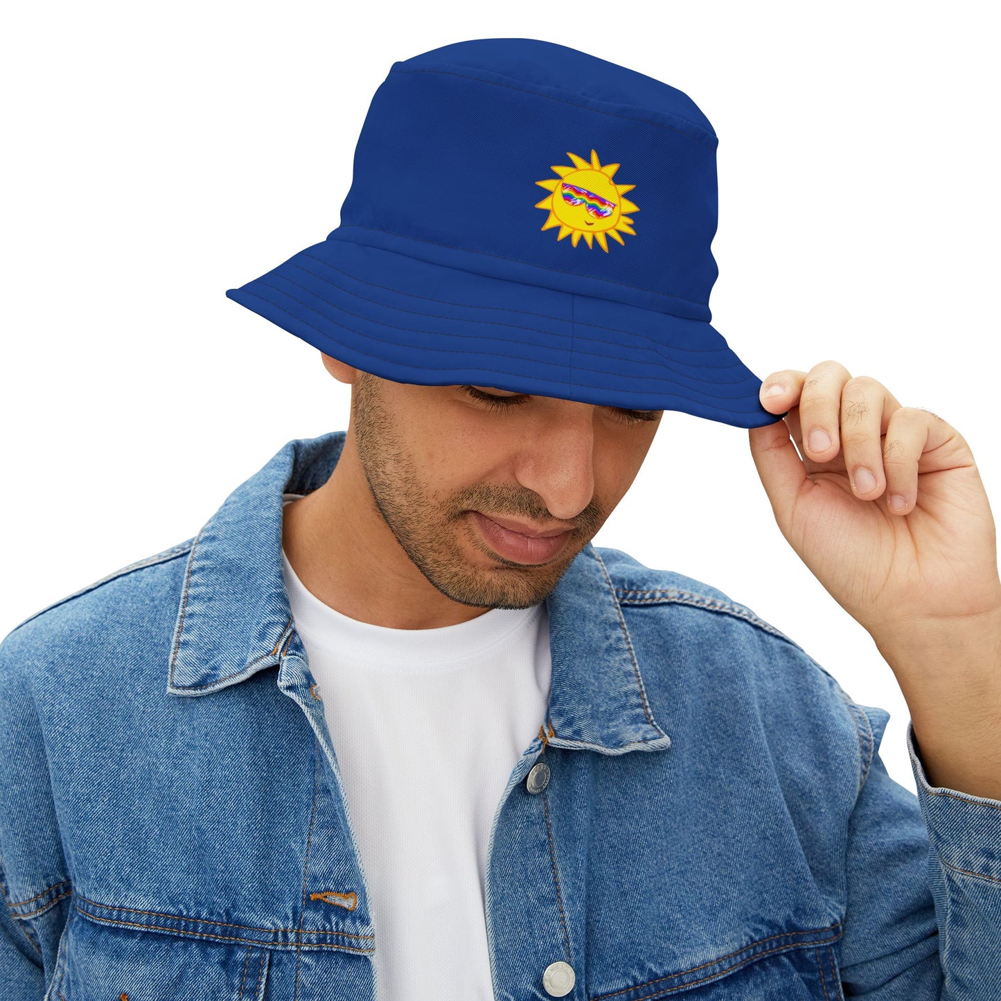 Blue Bucket Hat with Rainbow Vibes | BHPF-B