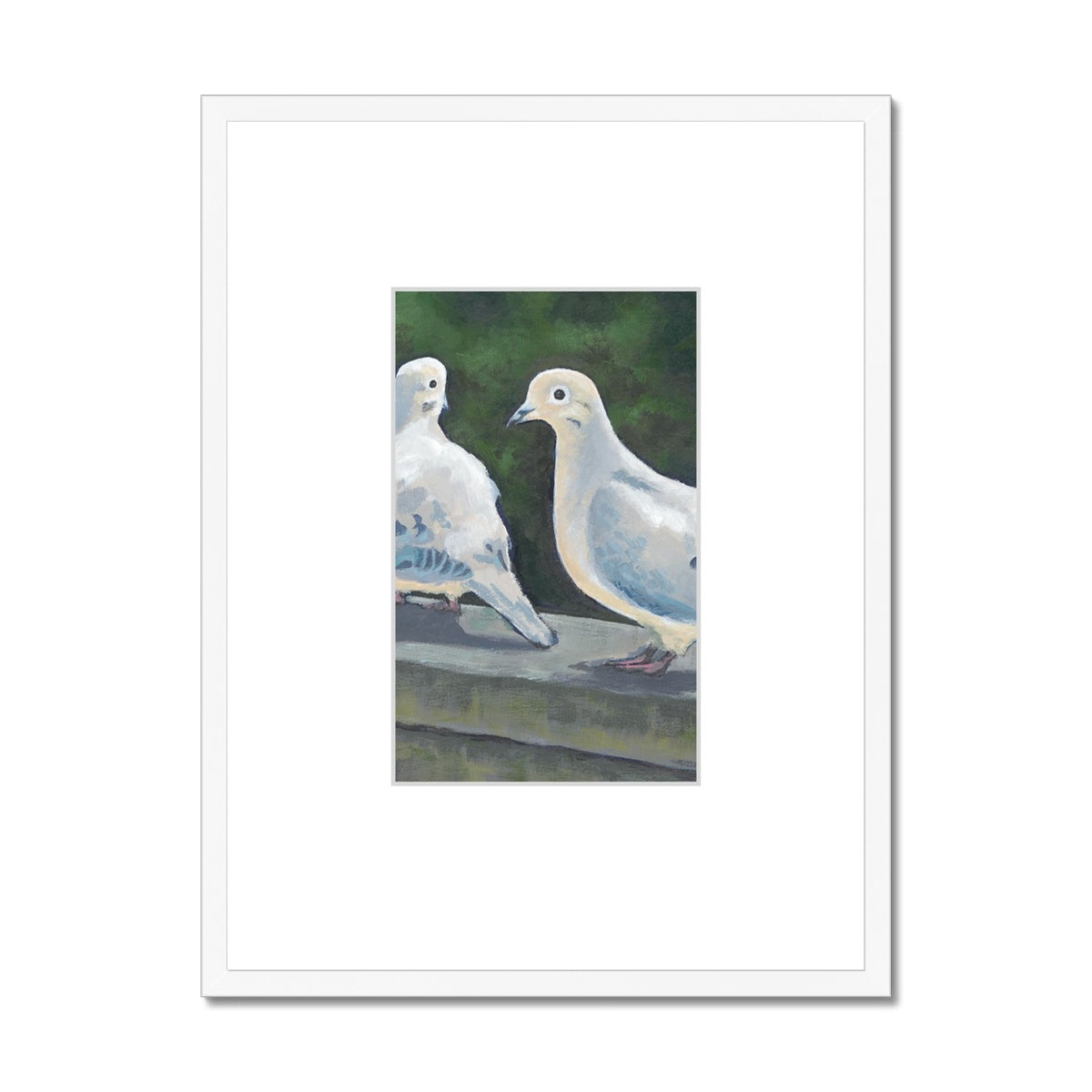 Framed Fine Art Print, Faux Mat - 18x24 inches | Mourning Doves in Acrylic, FMV-1000-1125