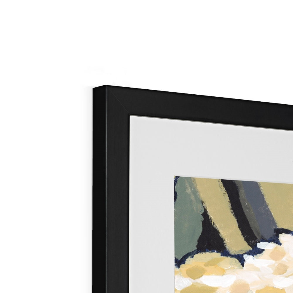 Framed Fine Art Print, White Mat - 6x8 8x12 12x16 12x18 inches | Hydrangeas & Zinnias in Acrylic, FPV-1030-002