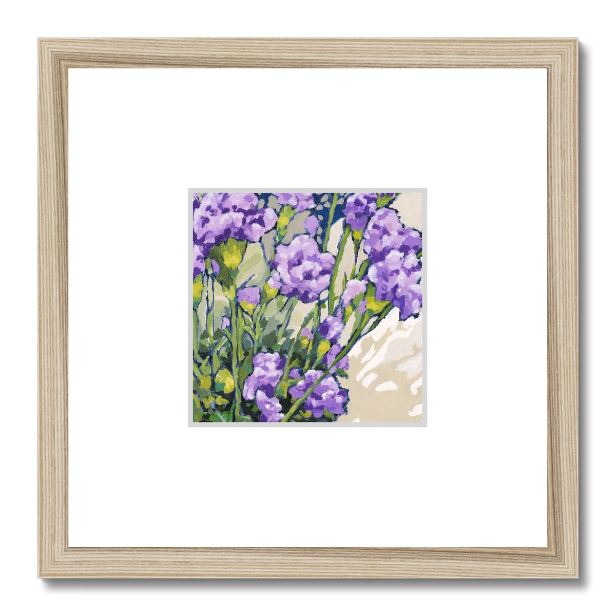 Framed Fine Art Print, Faux Mat - 12x12 inches | Mauve Carnations in Acrylic, FMS-1070-002
