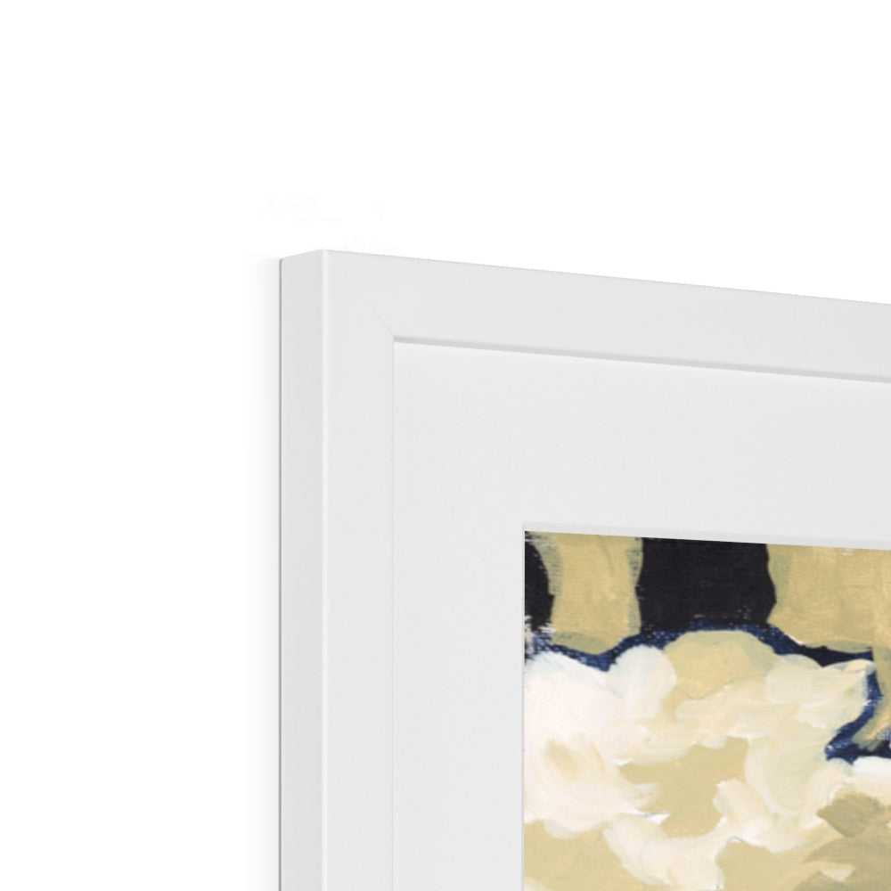 Framed Fine Art Print, White Mat - 8x12 20x28 24x36 28x40 inches | Hydrangeas & Zinnias in Acrylic, FPV-1030-001