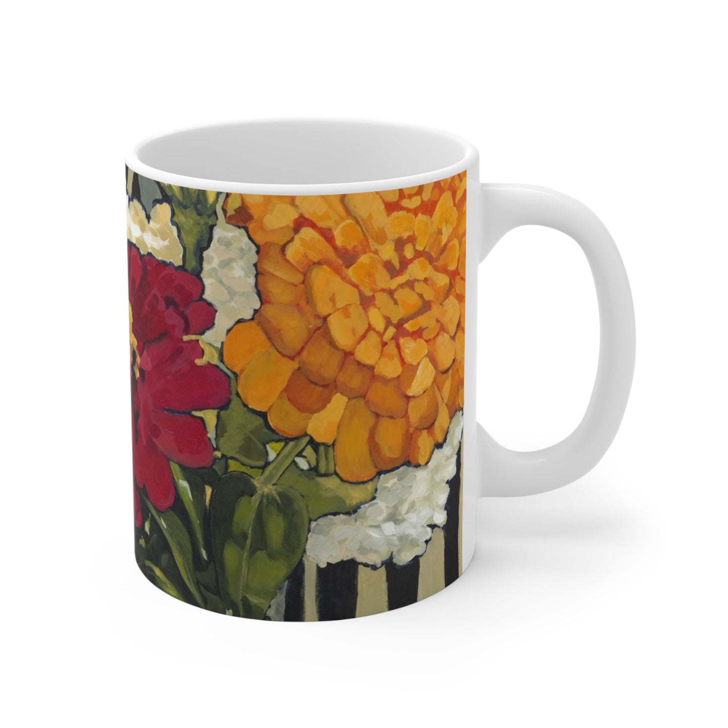 11oz Fine Art Ceramic Mug | Hydrangeas & Zinnias, CM-1030