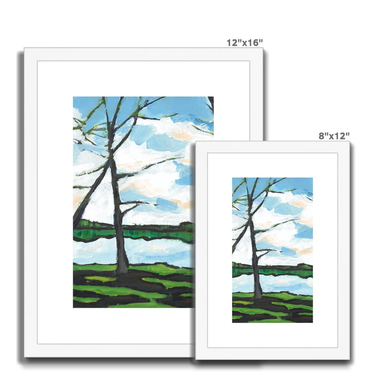 Framed Fine Art Print, White Mat - 6x8 8x12 12x16 18x24 inches | Lakeshore in Acrylic, FPV-1101-002