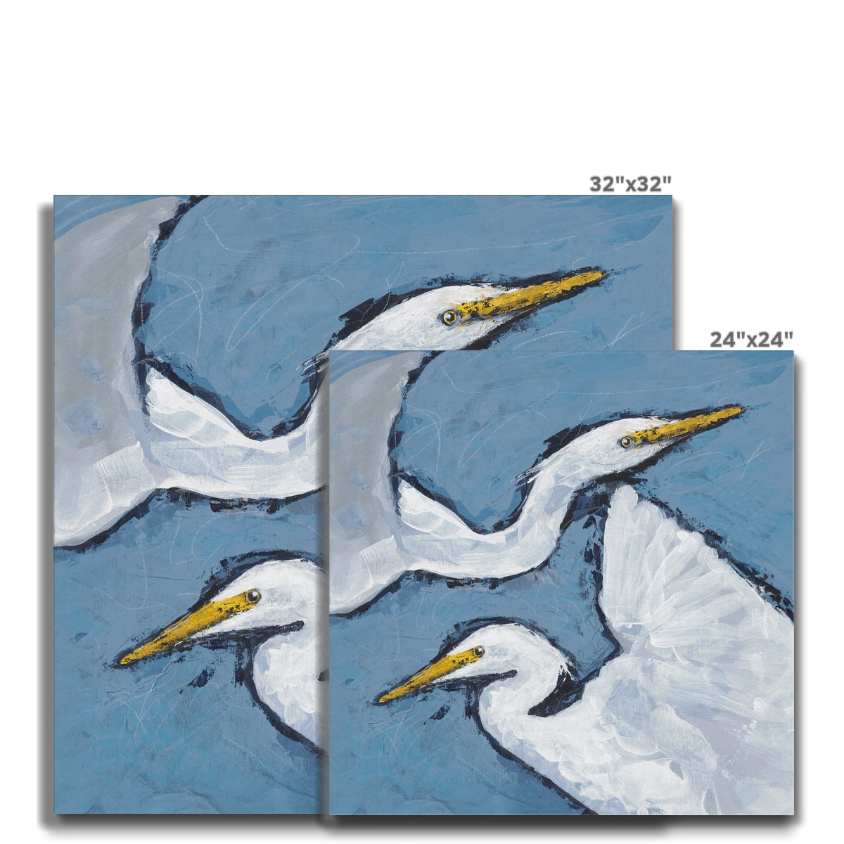 Fine Art Canvas Print - 16x16 20x20 24x24 28x28 inches | Heron Pair in Acrylic, CPS-1020-002-MW