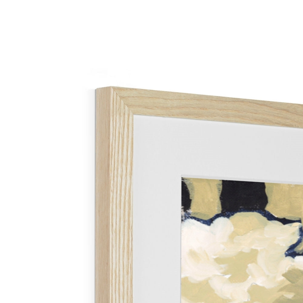 Framed Fine Art Print, White Mat - 8x12 20x28 24x36 28x40 inches | Hydrangeas & Zinnias in Acrylic, FPV-1030-001