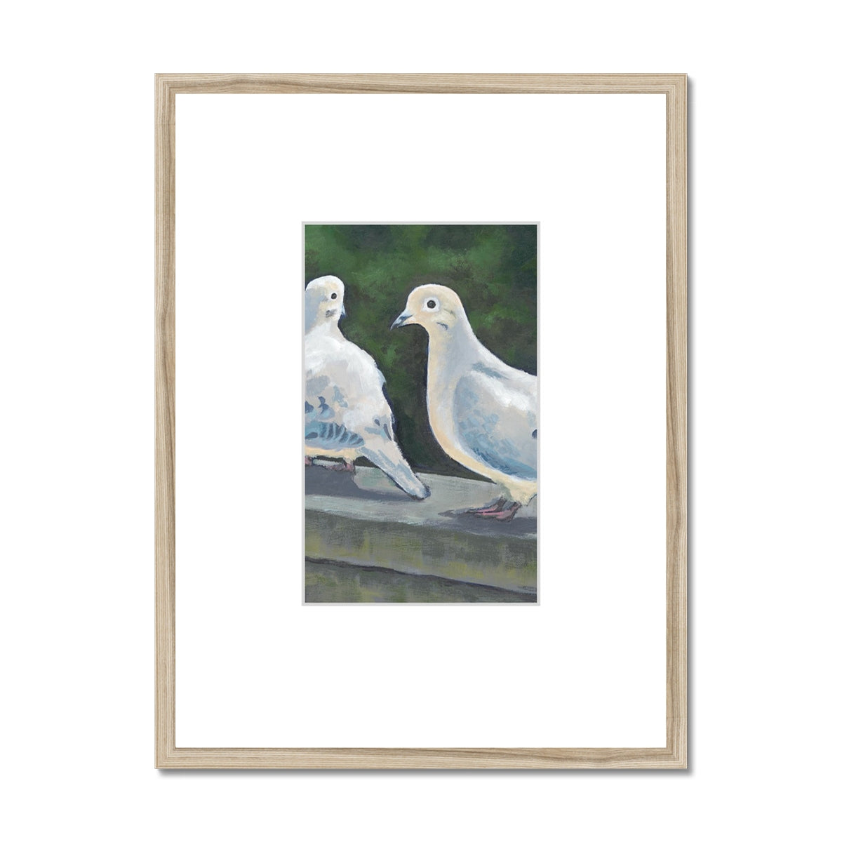 Framed Fine Art Print, Faux Mat - 18x24 inches | Mourning Doves in Acrylic, FMV-1000-1125