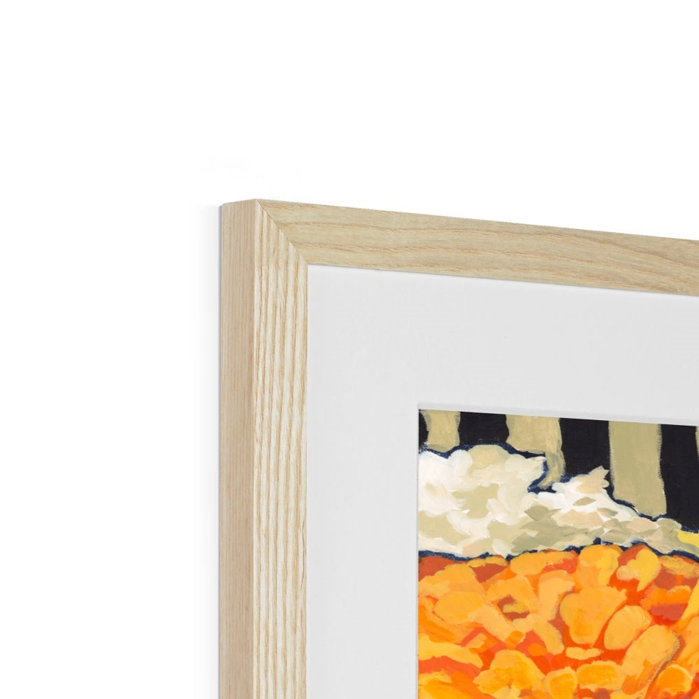 Framed Fine Art Print, White Mat - 8x8 12x12 16x16 20x20 24x24 28x28 36x36 inches | Hydrangeas & Zinnias in Acrylic, FPS-1030