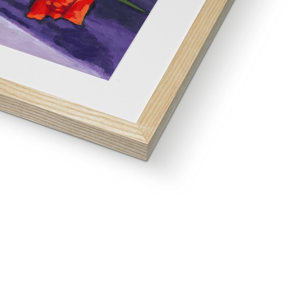 Framed Fine Art Print, White Mat - 11x14 inches | Red Tulips in Acrylic, FPV-1111-001