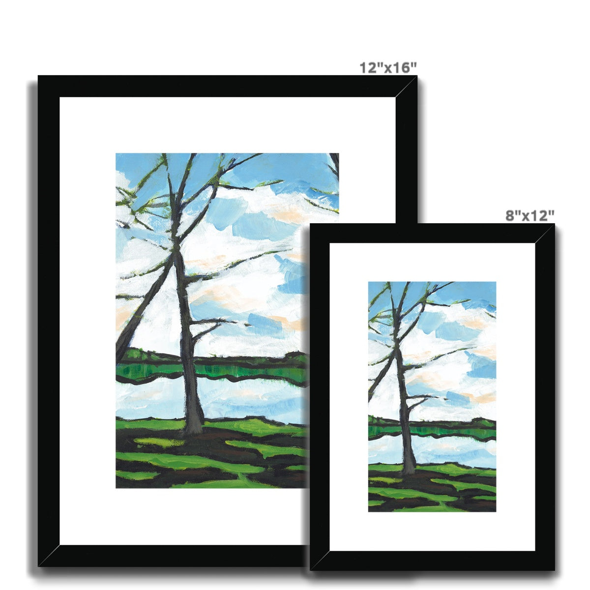 Framed Fine Art Print, White Mat - 6x8 8x12 12x16 18x24 inches | Lakeshore in Acrylic, FPV-1101-002