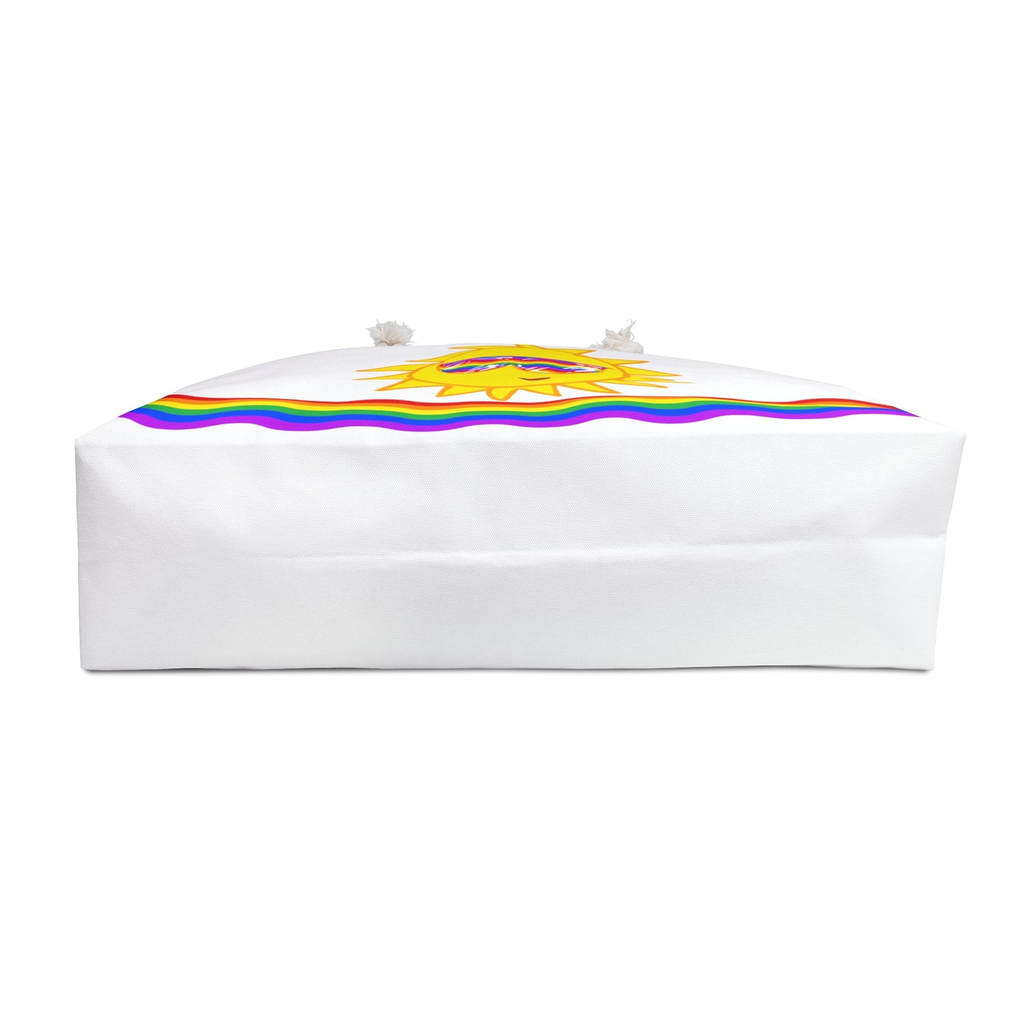 White Beach Tote / Weekender Bag with Sunfilled Rainbow Vibes | WBPF-W
