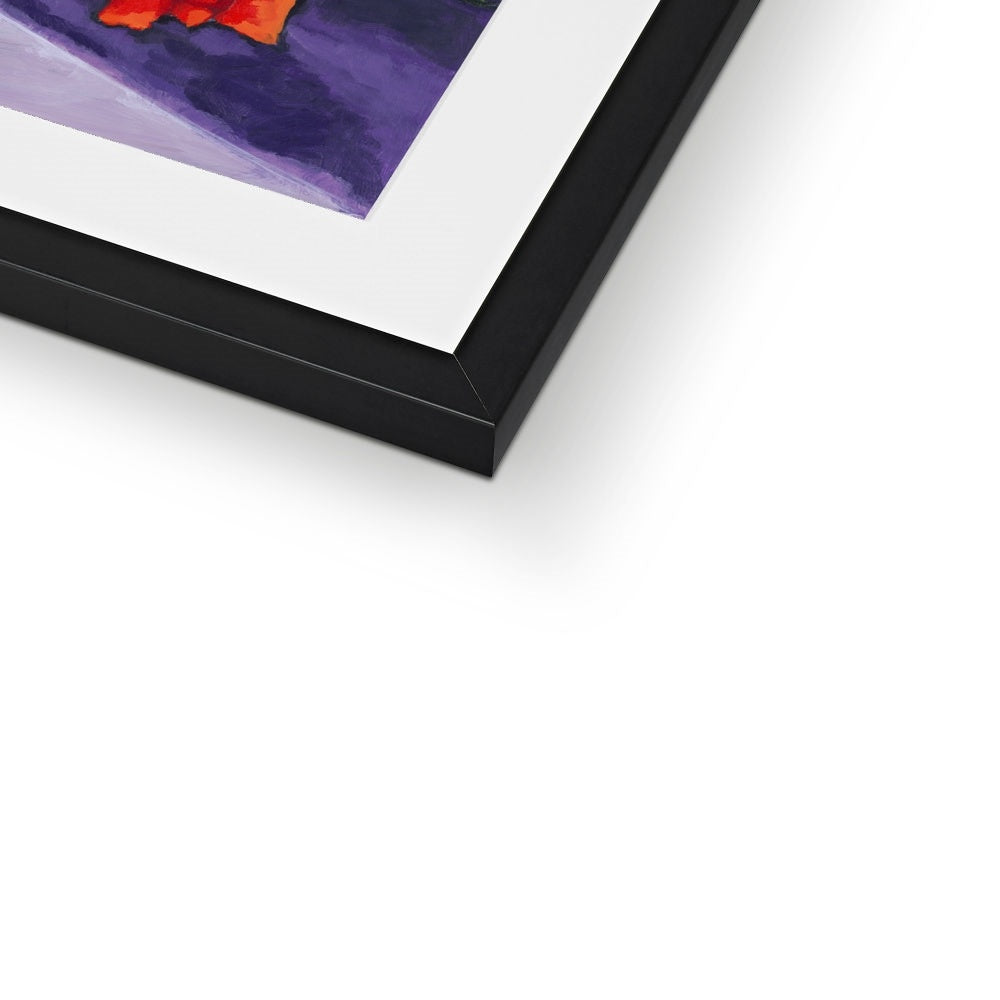 Framed Fine Art Print, White Mat - 11x14 inches | Red Tulips in Acrylic, FPV-1111-001