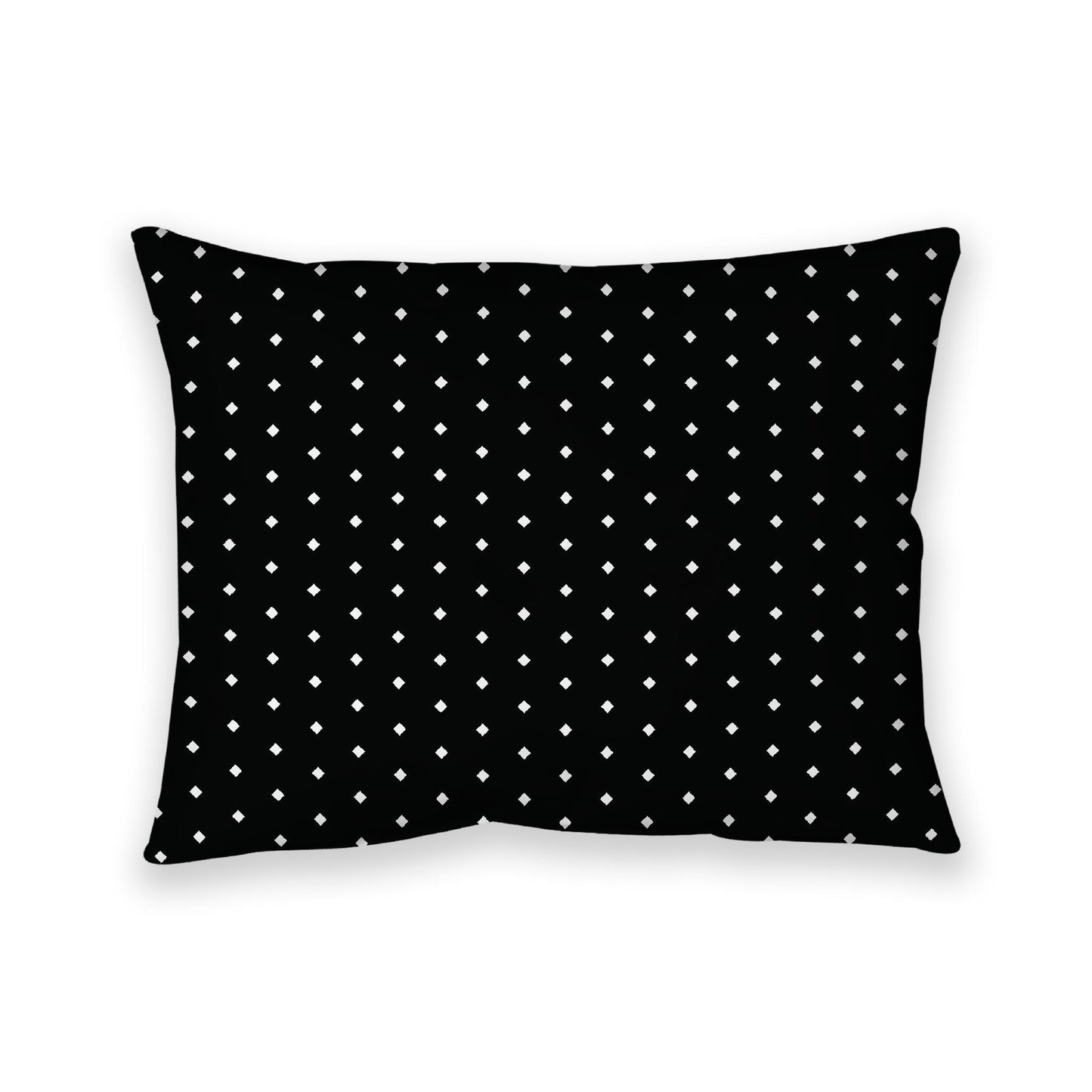 Black Cotton Canvas Cushion Covers with Fine Off-White Diamonds on Front, 26 x 20 inches / 66 x 51 cm
