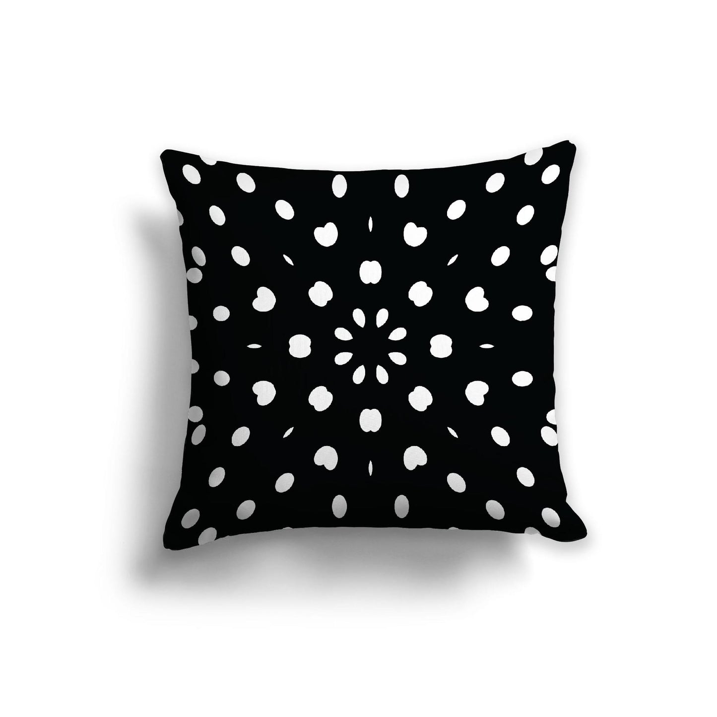 Black Cotton Canvas Cushion Covers with Off-White Burst Pattern on Front, 22 x 22 inches / 56 x 56 cm