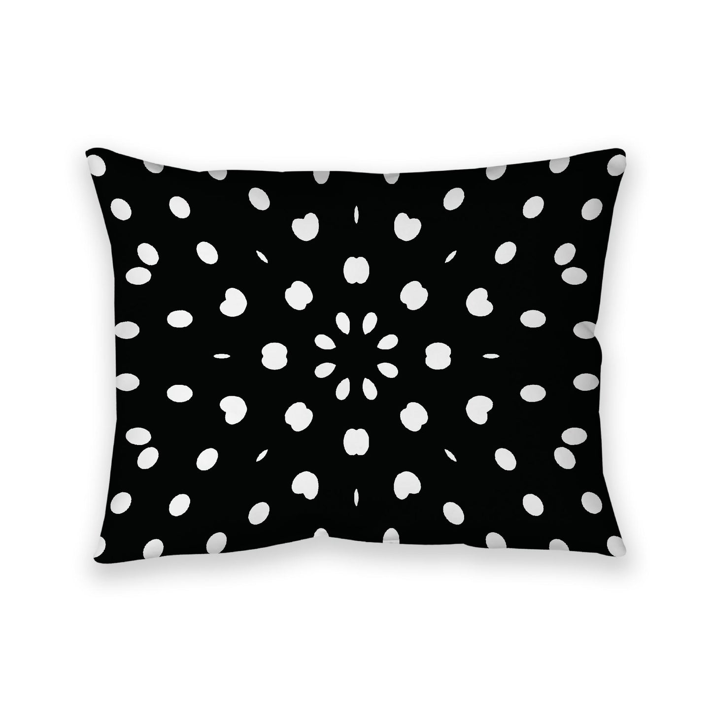 Black Cotton Canvas Cushion Covers with Off-White Burst Pattern on Front, 26 x 20 inches / 66 x 51 cm