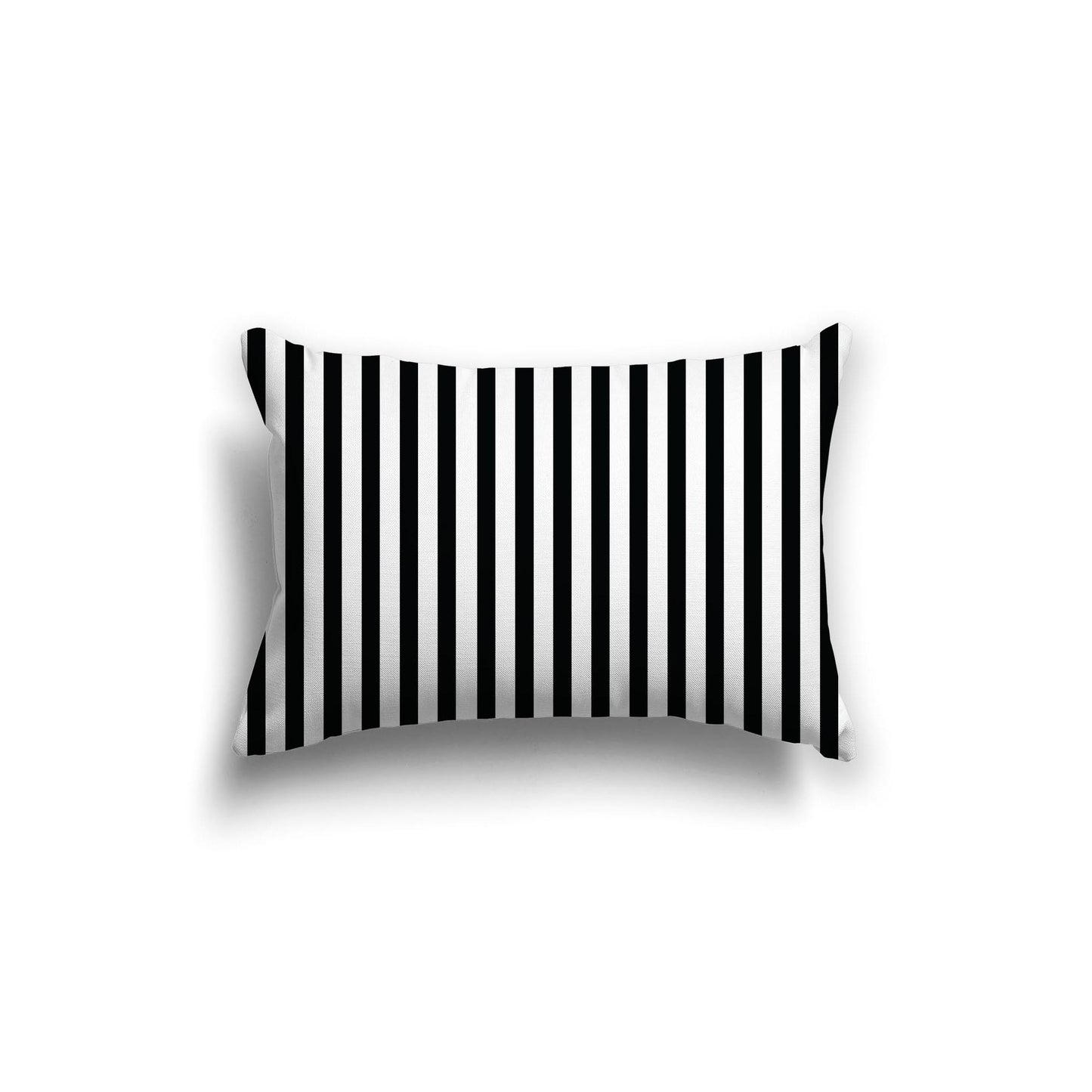 Off-White Cotton Canvas Cushion Covers with Thin Black Bars on Front, 20 x 14 inches / 51 x 36 cm