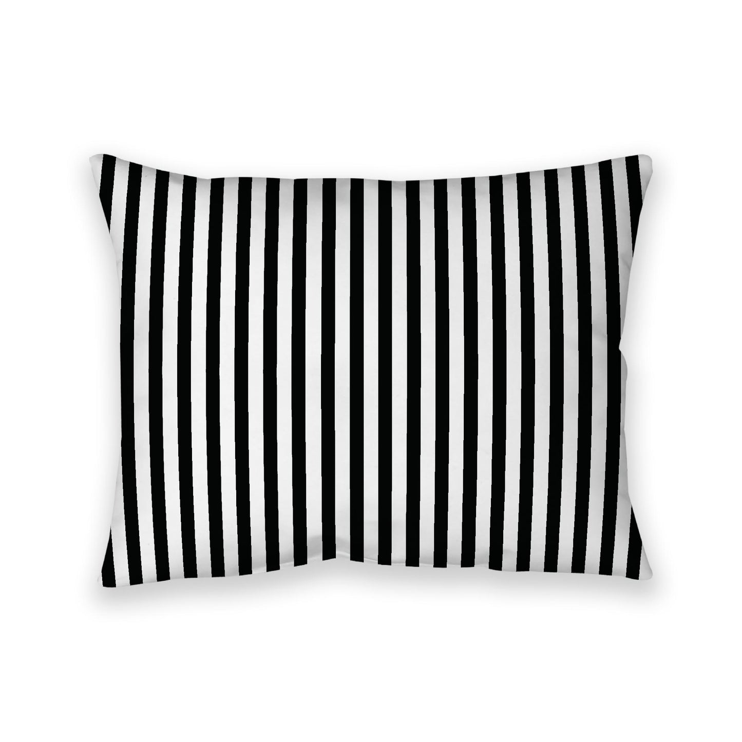 Off-White Cotton Canvas Cushion Covers with Thin Black Bars on Front, 26 x 20 inches / 66 x 51 cm