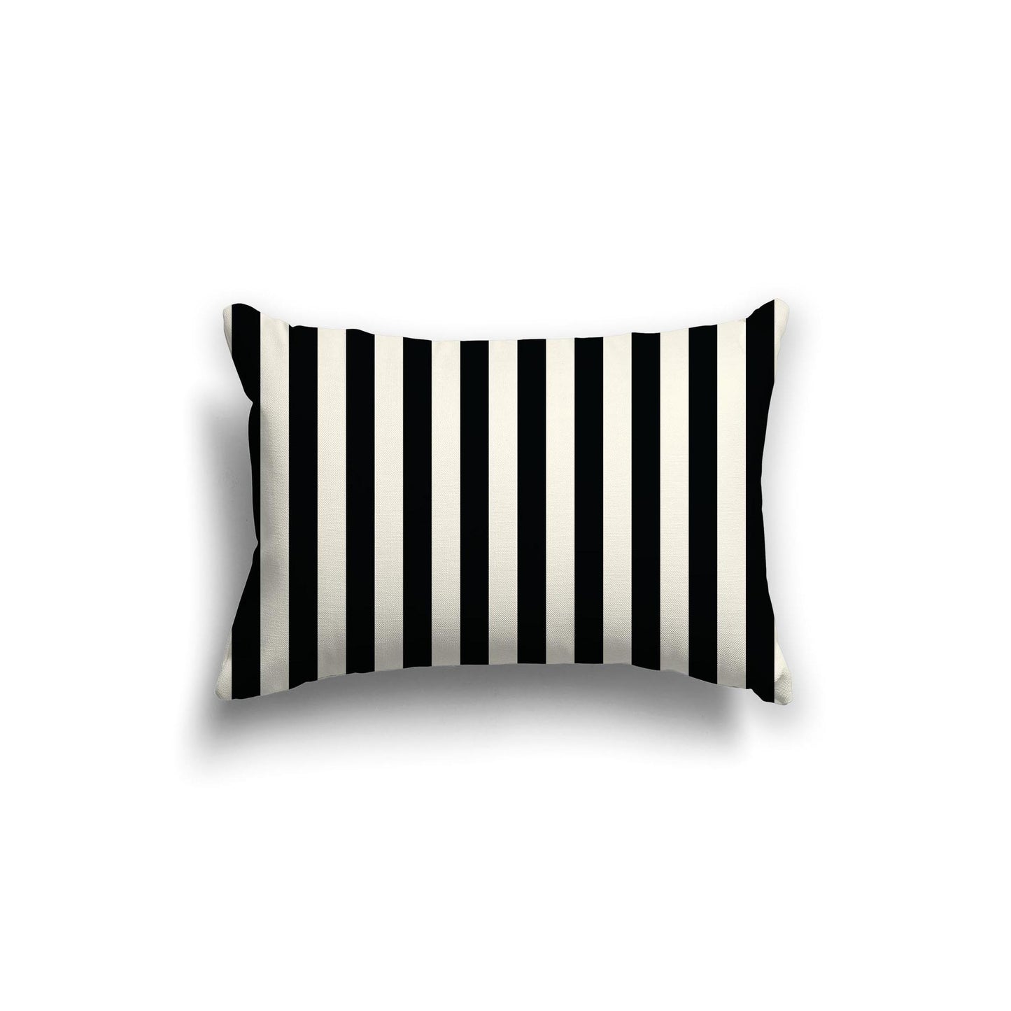 Pale Cream Cotton Canvas Cushion Covers with Black Bars on Front, 20 x 14 inches